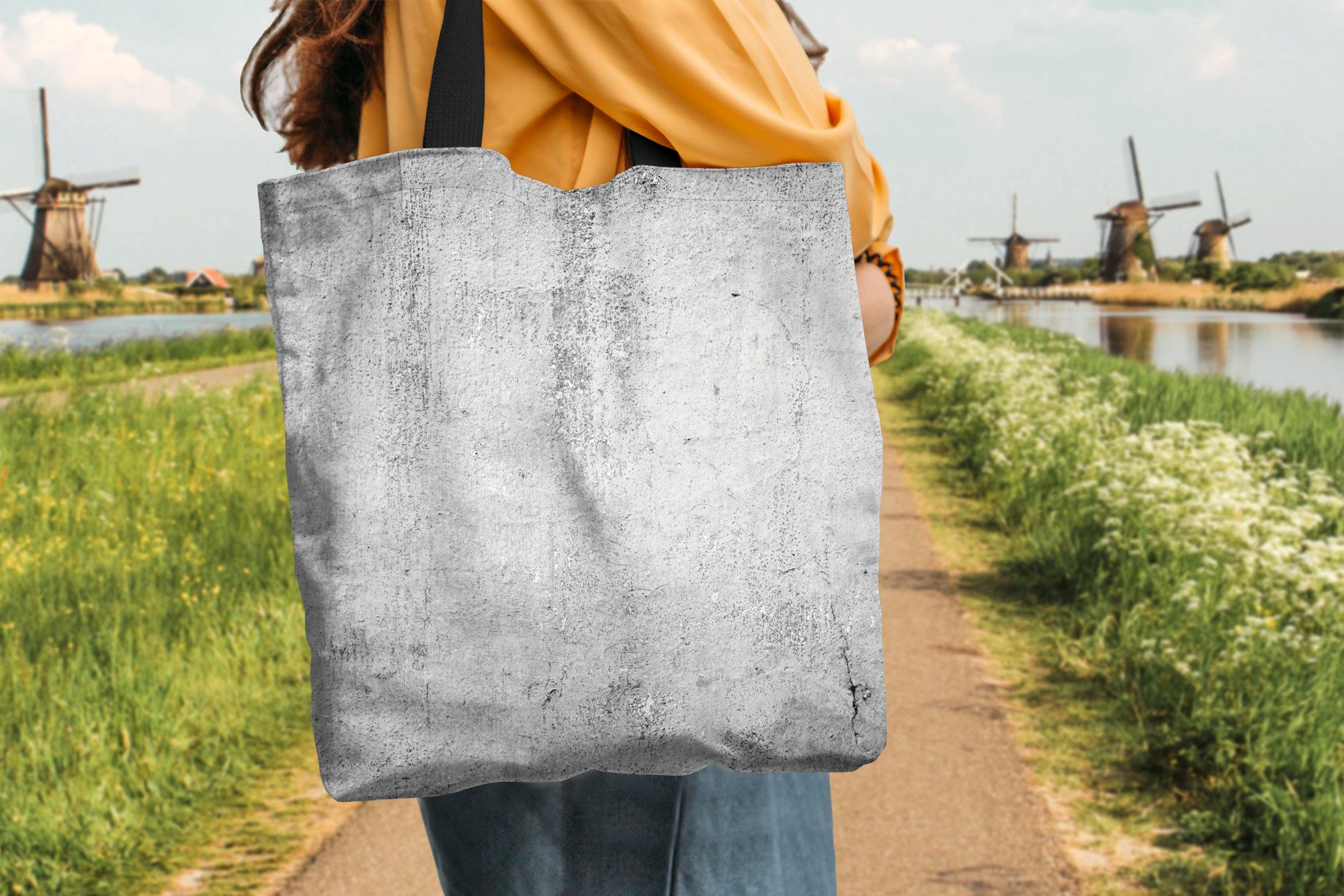 MuchoWow Shopper Beton - Grau - Gemustert - Vintage - Industriell, Handtasche, Damen und Herren, Schultertasche, Umhängetasche, Tote Bag