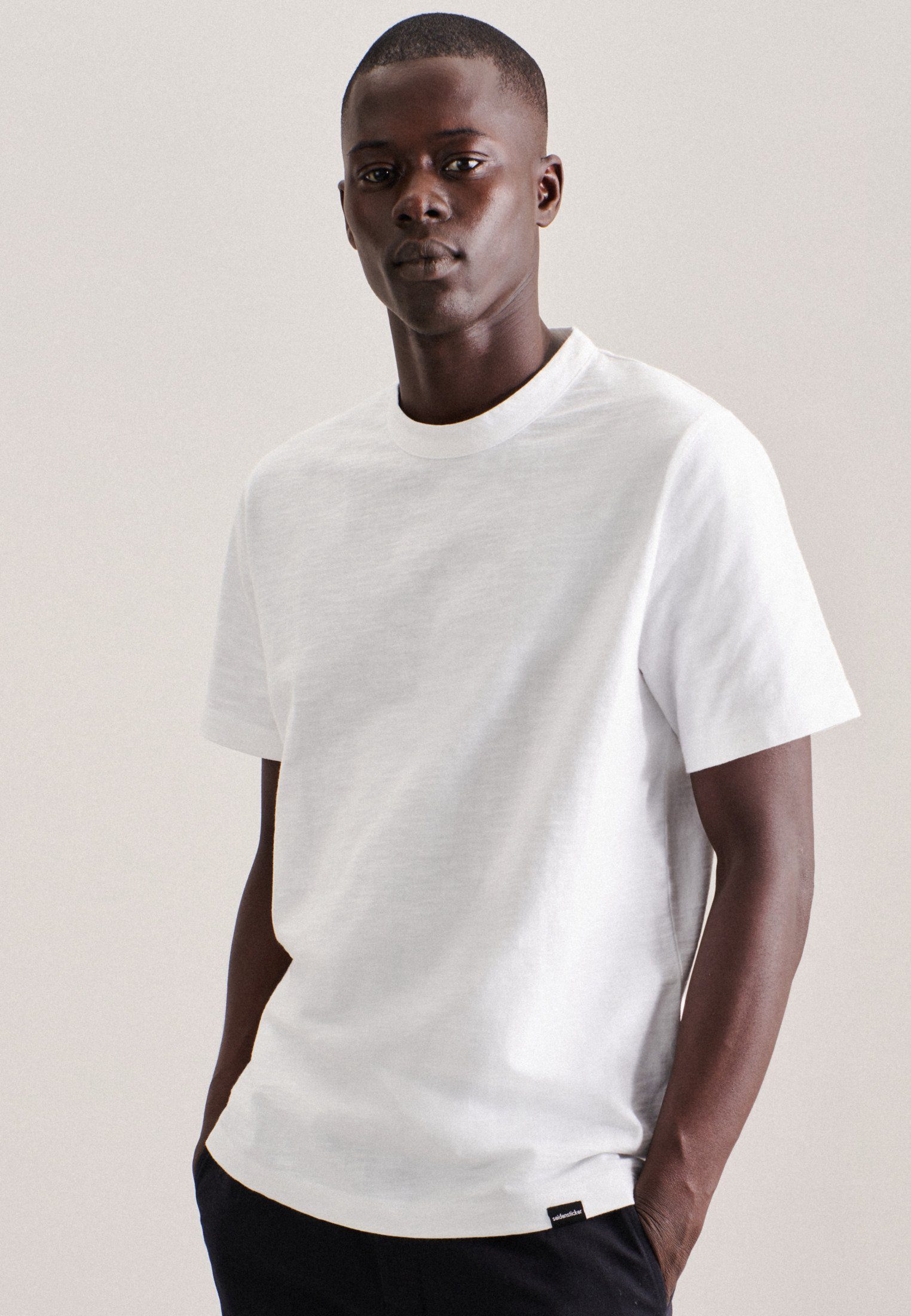 seidensticker T-Shirt Regular Kurzarm Rundhals Uni Weiß