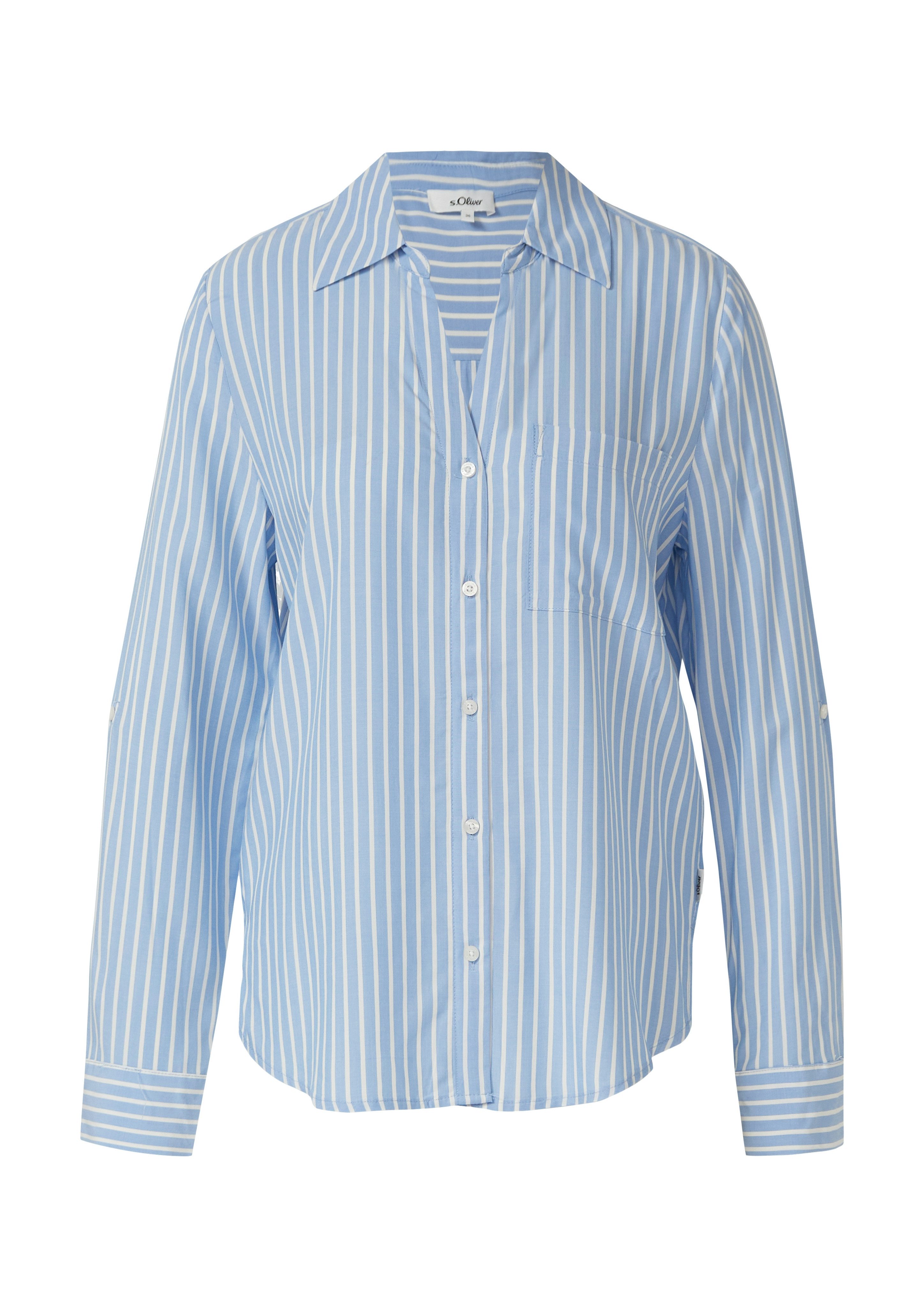 s.Oliver Langarmbluse im Streifen-Design und aus Viskose günstig online kaufen