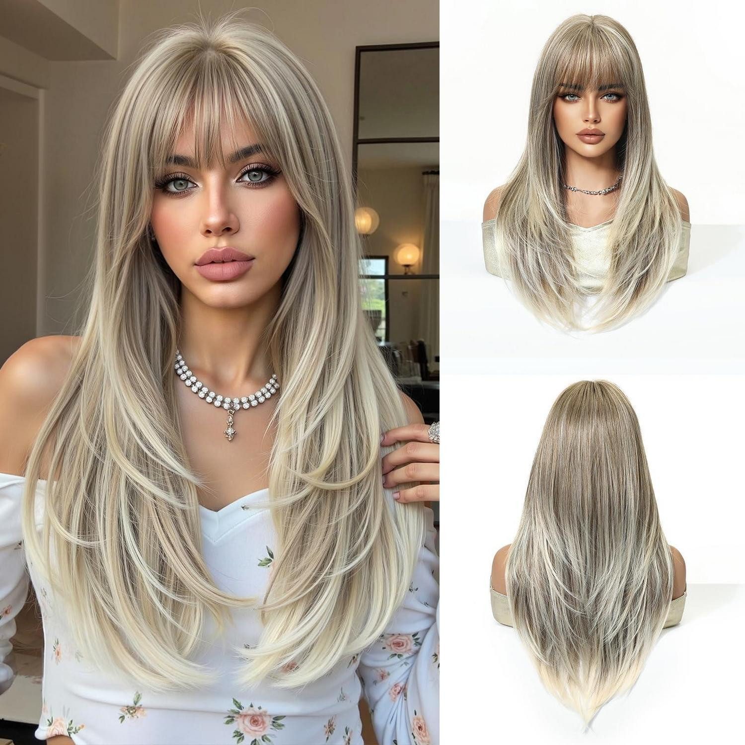 LuxusKollektion Kunsthaarperücke Perücke Damen Pony Synthetikhaar Alltag Party Aschblonde 6344-10