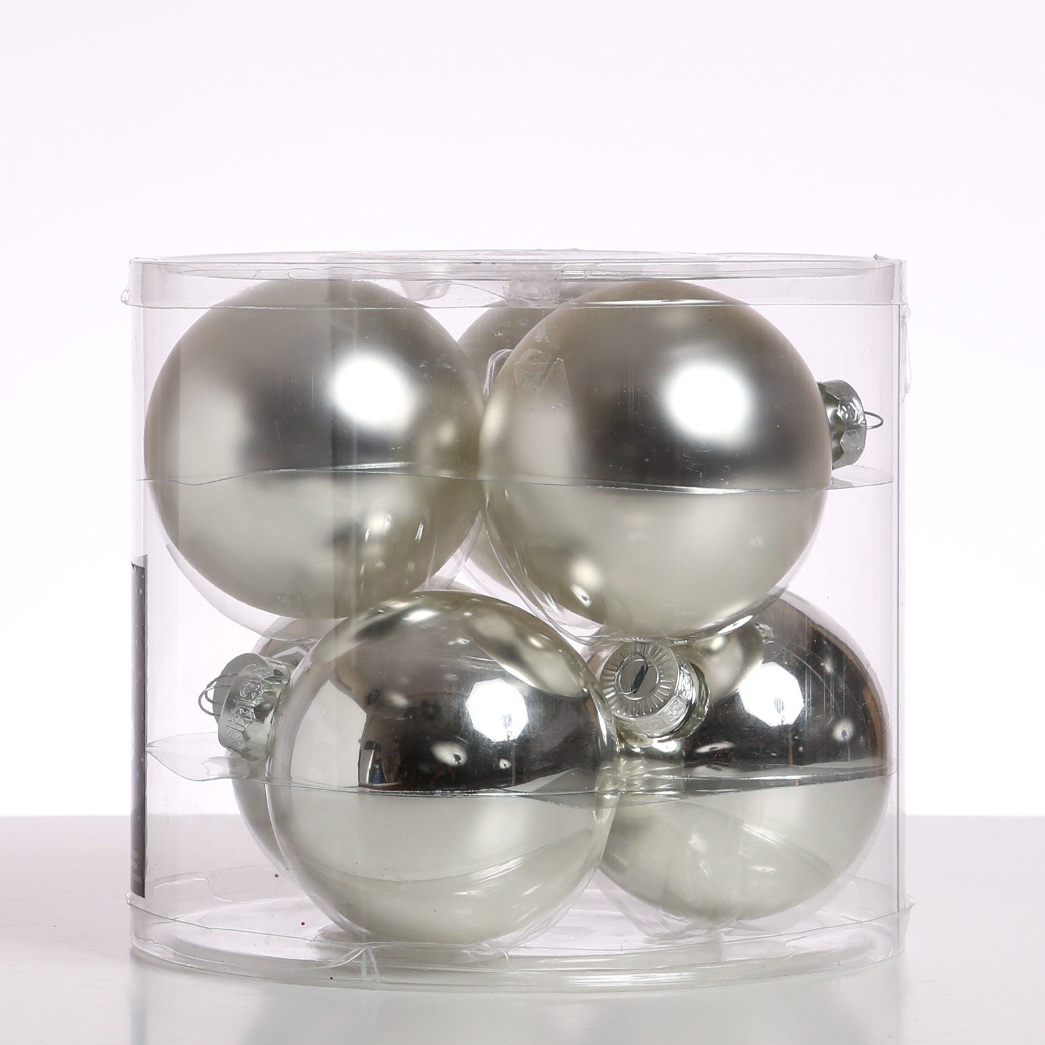 Weihnachtsbaumkugel Christbaumkugeln Weihnachtskugeln Glas 8cm glänzend matt silber 6St.