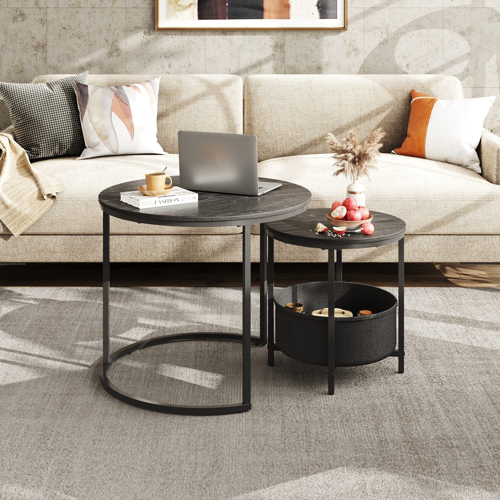 WLIVE Couchtisch Couchtisch 2er‑Satztisch rund mit günstig online kaufen