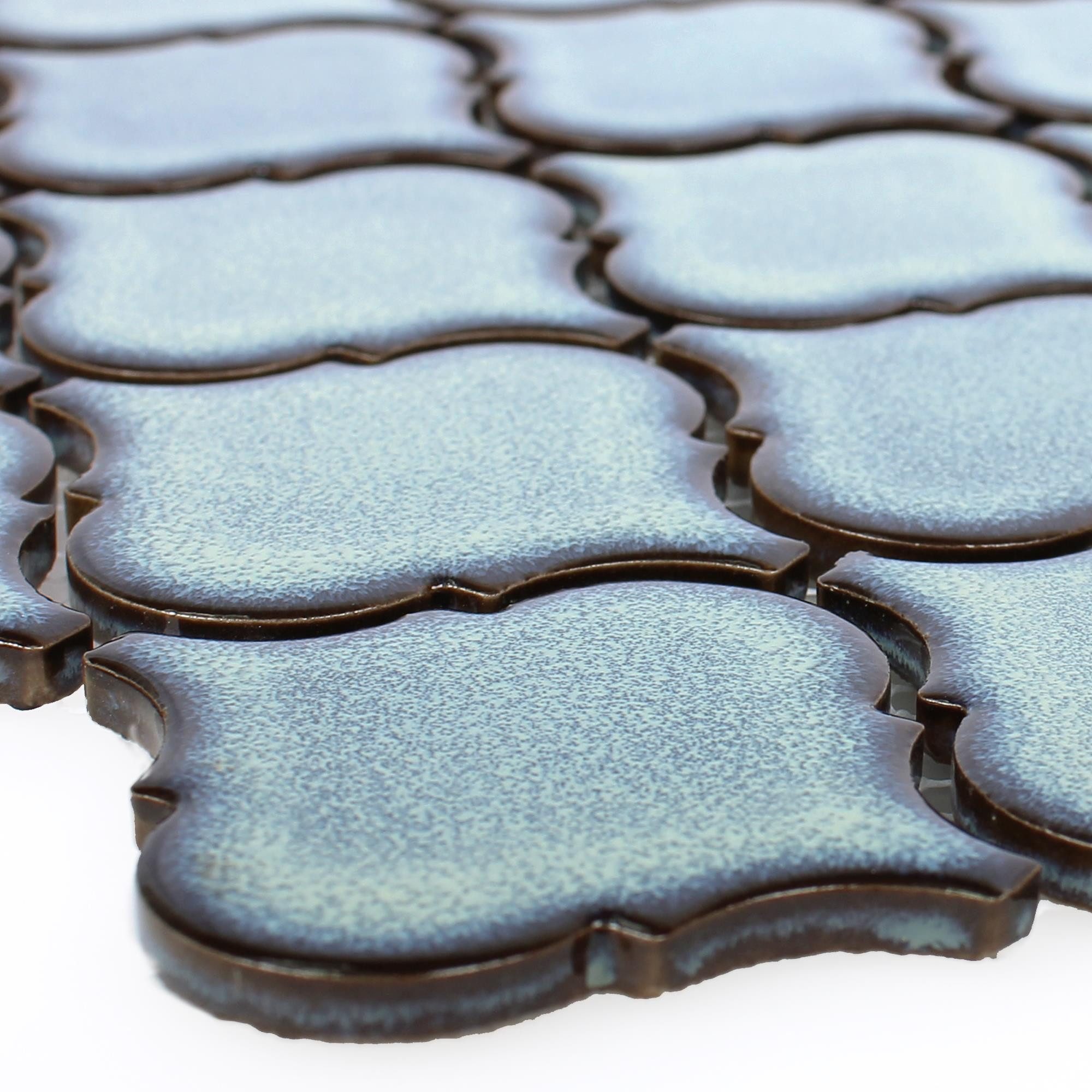 Mosafil Mosaikfliesen Keramik Mosaikfliesen Trier Florentiner, Keramik 24.500x29.300, blau, Verlegefertig auf ein Netz geklebt - Frostsicher - Wasserfest