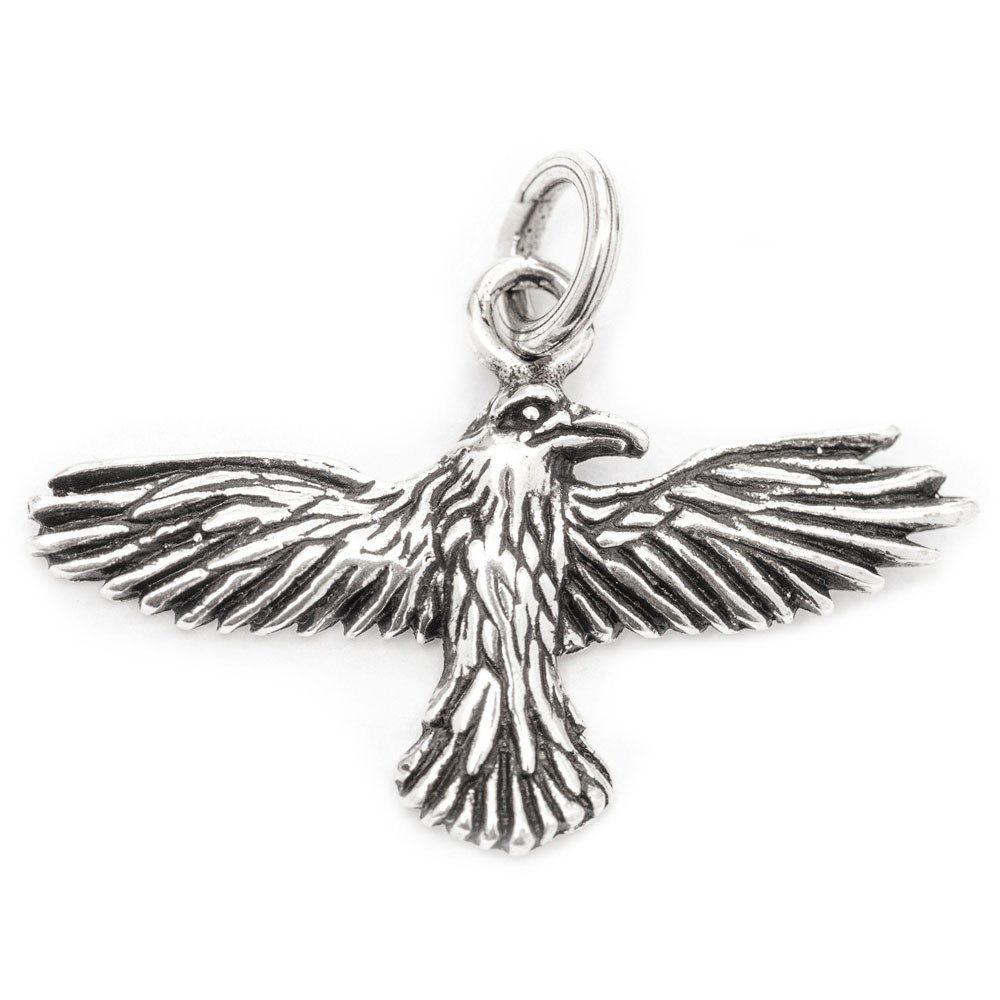 Kettenanhänger Rabe klein Schmuck Anhänger 925er Silber - Vögel - 22x29mm