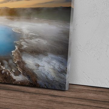 Sinus Art Leinwandbild 120x80cm Wandbild auf Leinwand Island Geothermal Quelle Sonnenuntergan, (1 St)