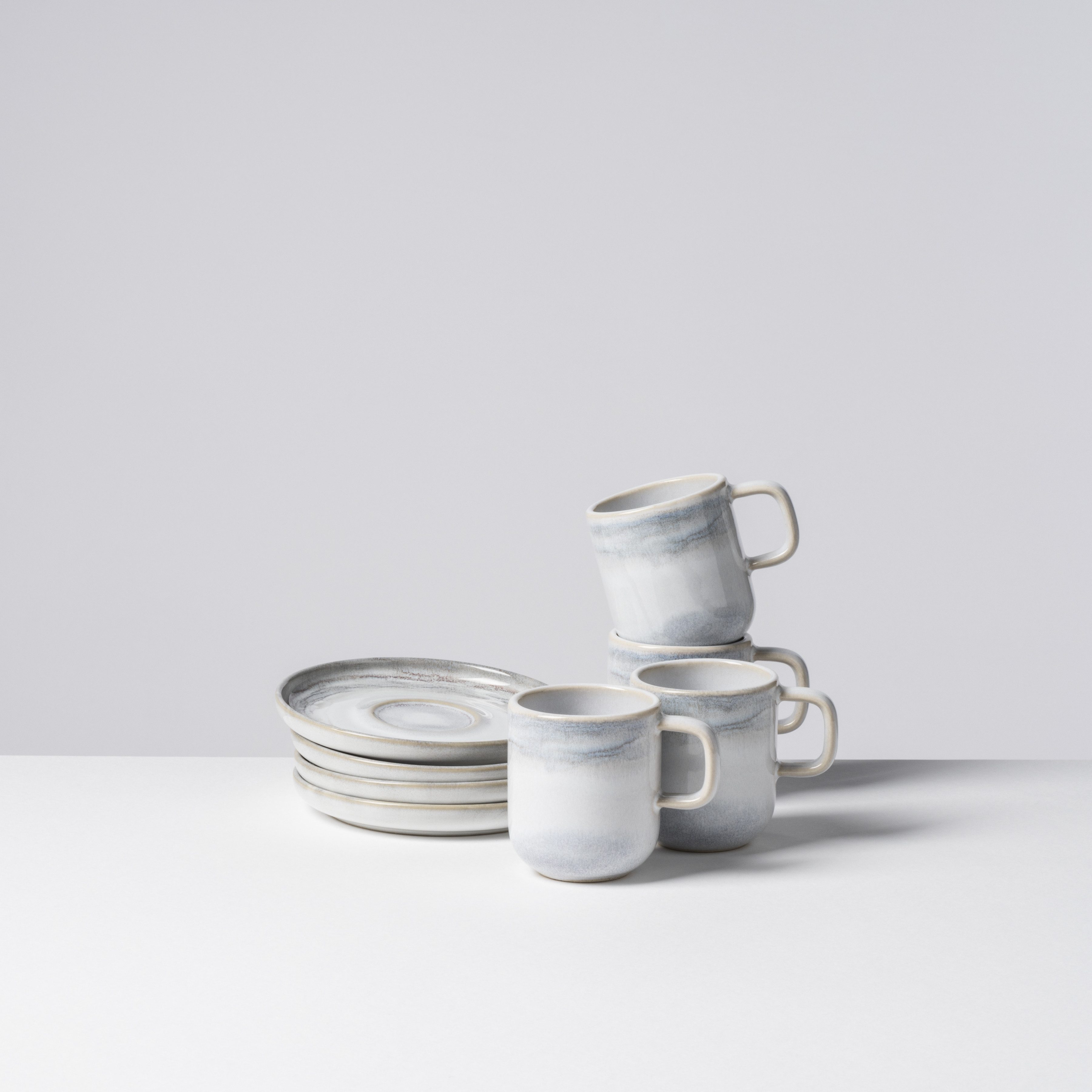 Gipfelstück Espressotasse Tiefer See, 8-tlg., Steinzeug, Scandi-Style, glänzende Reaktivglasur, jedes Stück ein Unikat