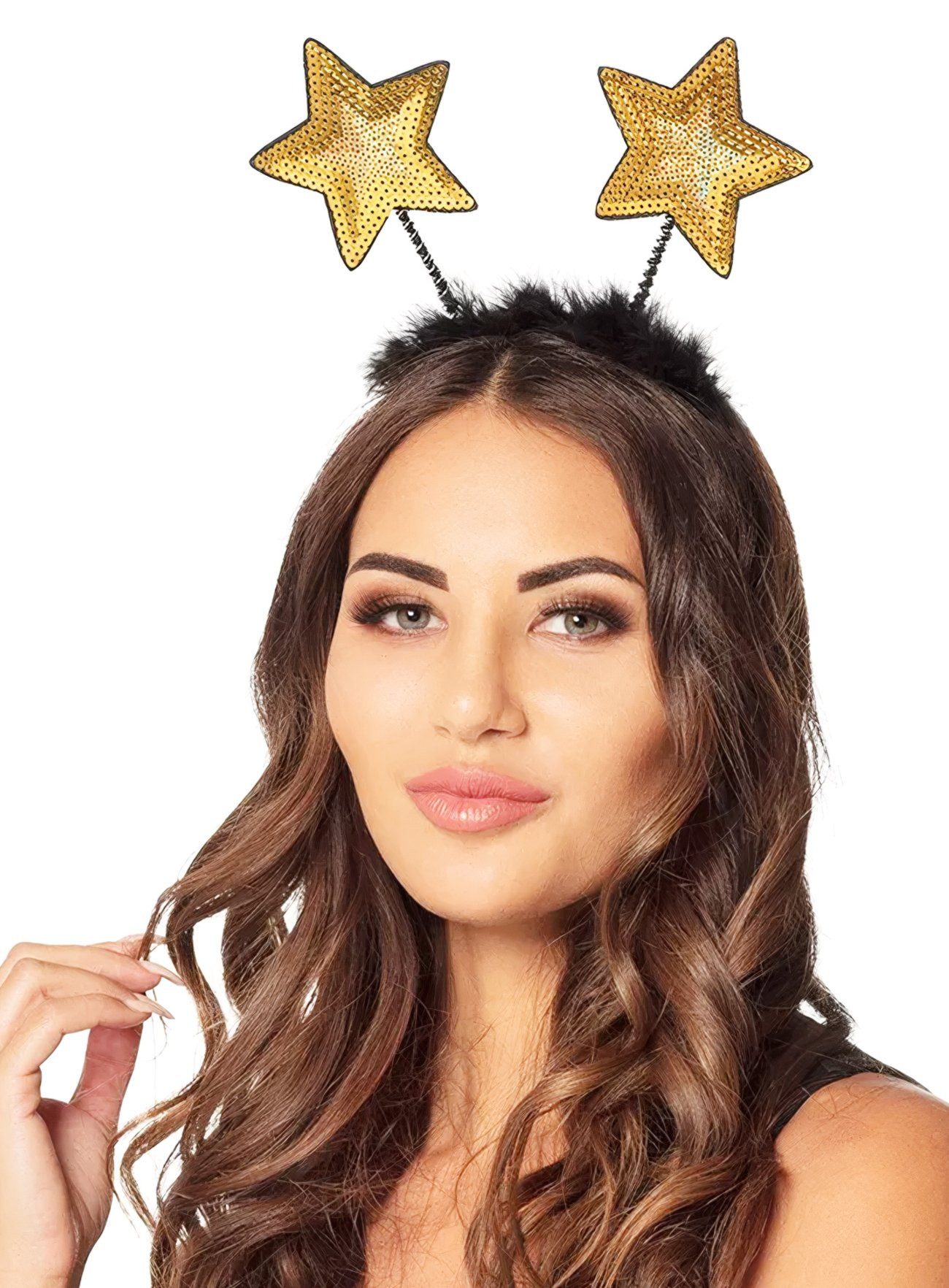 Boland Kostüm Goldener Disco Star Haarreif, Werde zum funkelnden Stern bei Geburtstag, Festival oder Silvester!