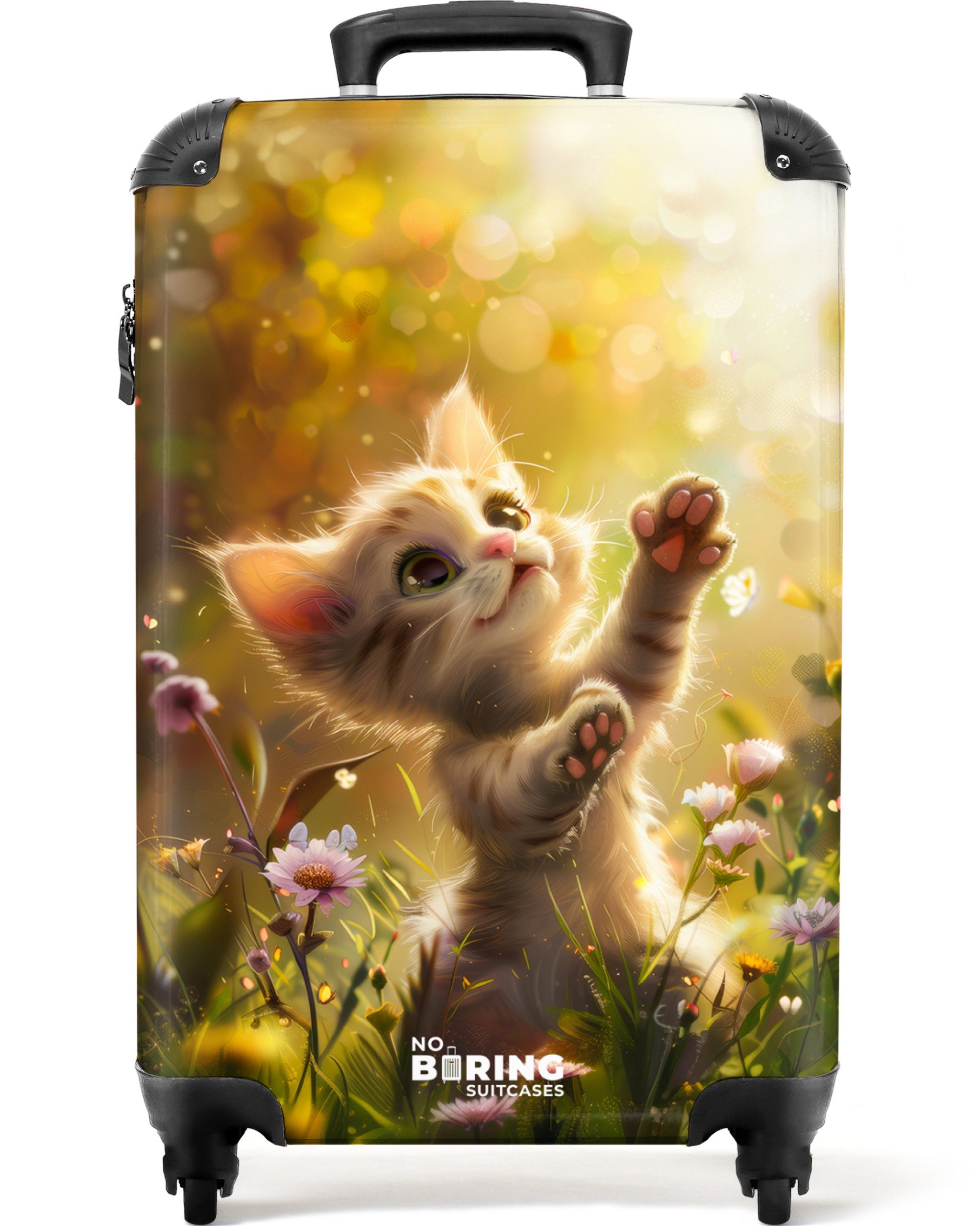 Kinderkoffer Junges Kätzchen im sonnenbeschienenen Blumenfeld 55x35x20cm