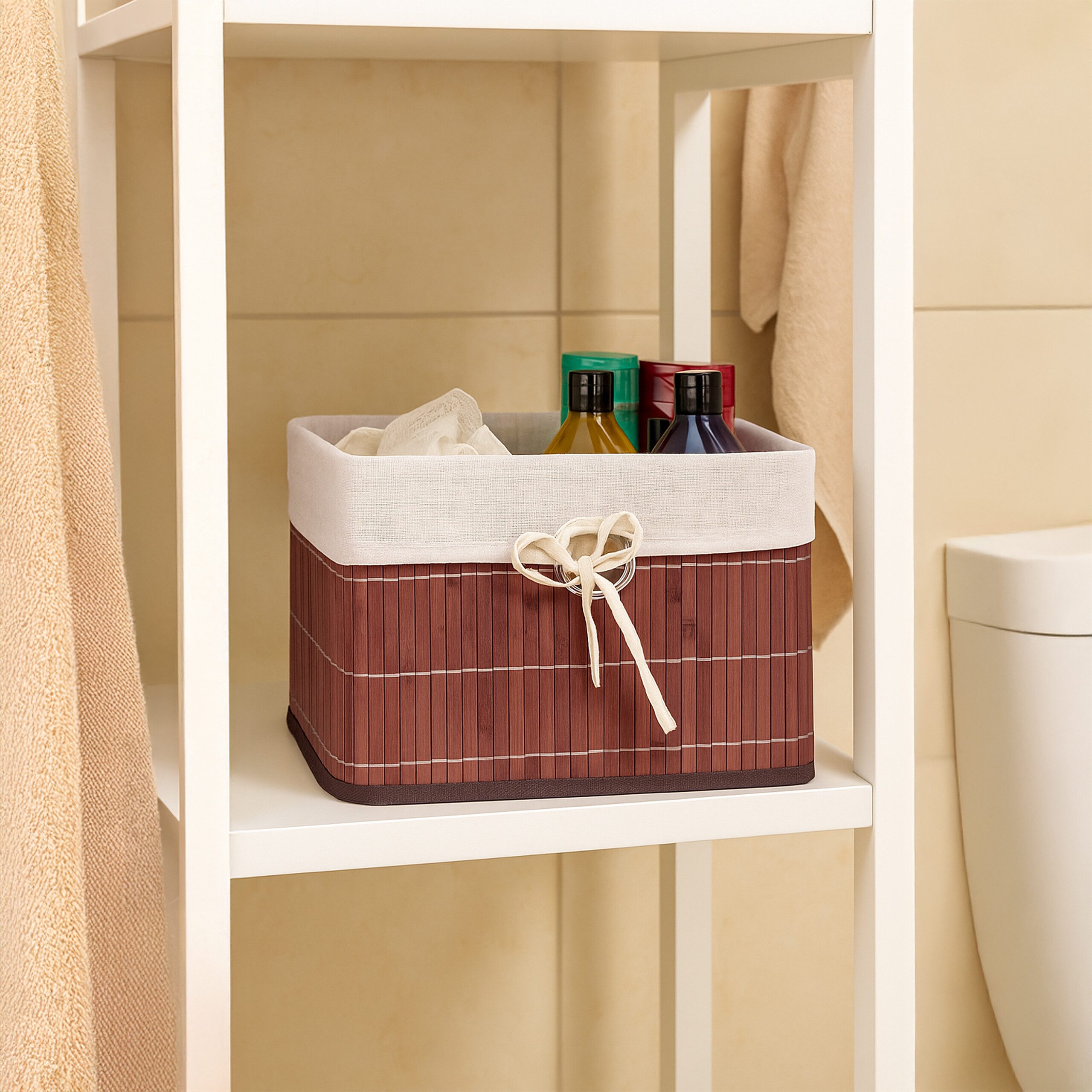 relaxdays Regalkorb Aufbewahrungskorb Set aus Bambus (2 St), braun, 2er-Pack