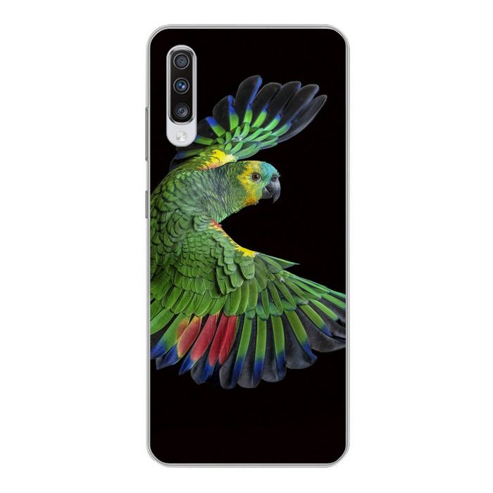 MuchoWow Handyhülle Nahaufnahme bunter Papagei Phone Case Handyhülle Samsung Galaxy A70 Silikon Schutzhülle