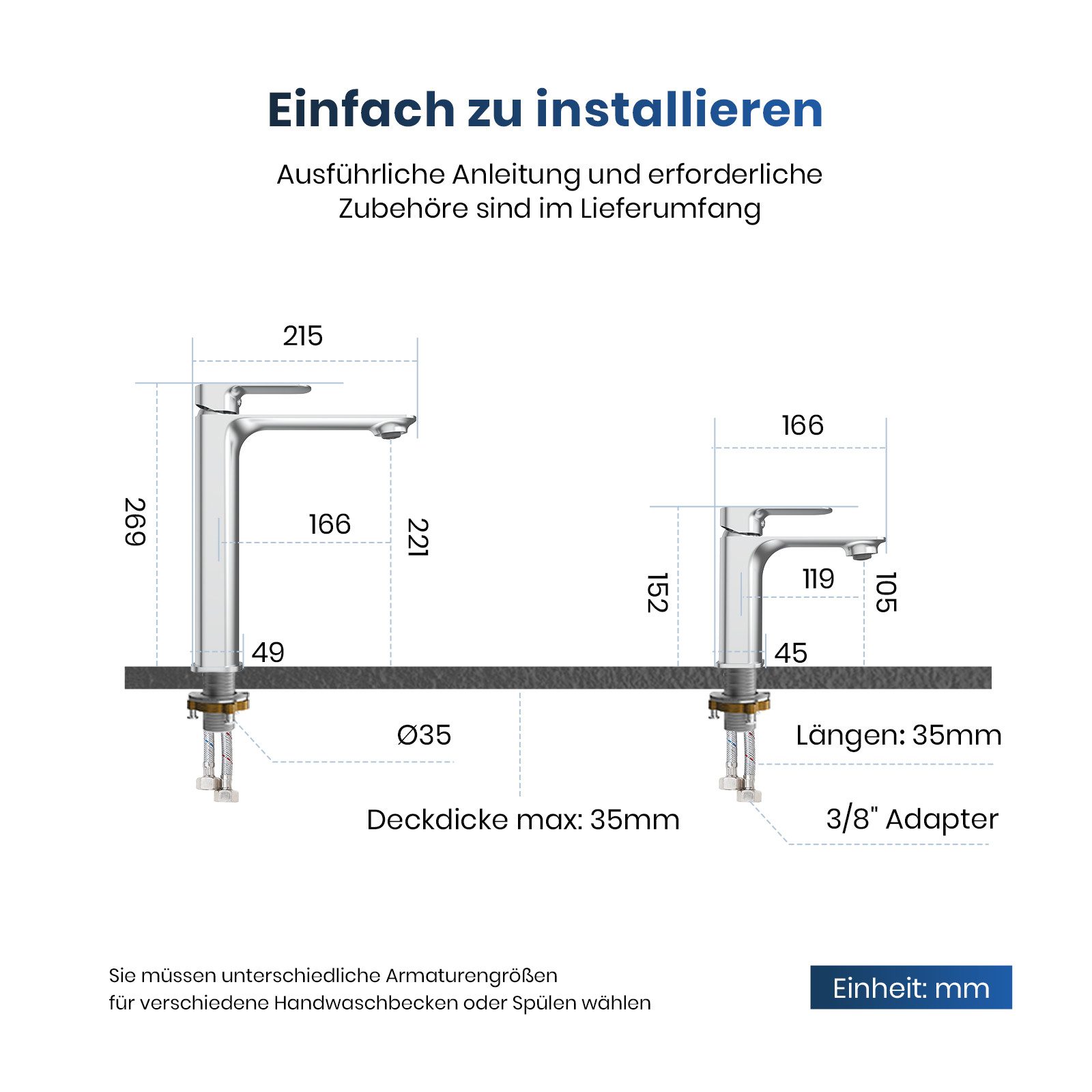EMKE Waschtischarmatur Kurz Waschtischarmatur Messing Mischbatterie,Armatur Waschbecke Einhandmischer Waschbecken Armatur Verchromt, Messing