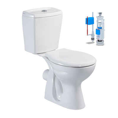Belvit Tiefspül-WC S-ESW001, bodenstehend, Abgang waagerecht, Stand-WC mit Spülkasten und Soft-Close Deckel