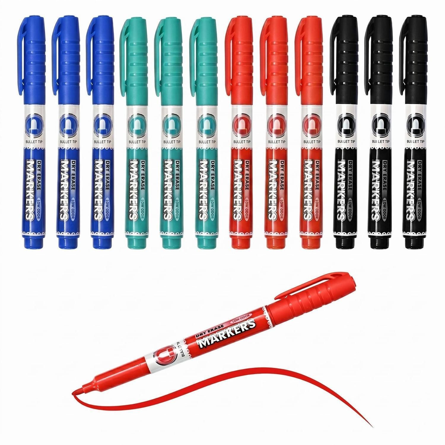 LuxusKollektion Whiteboard Marker Whiteboard-Stifte 12er-Pack, 4 Farben