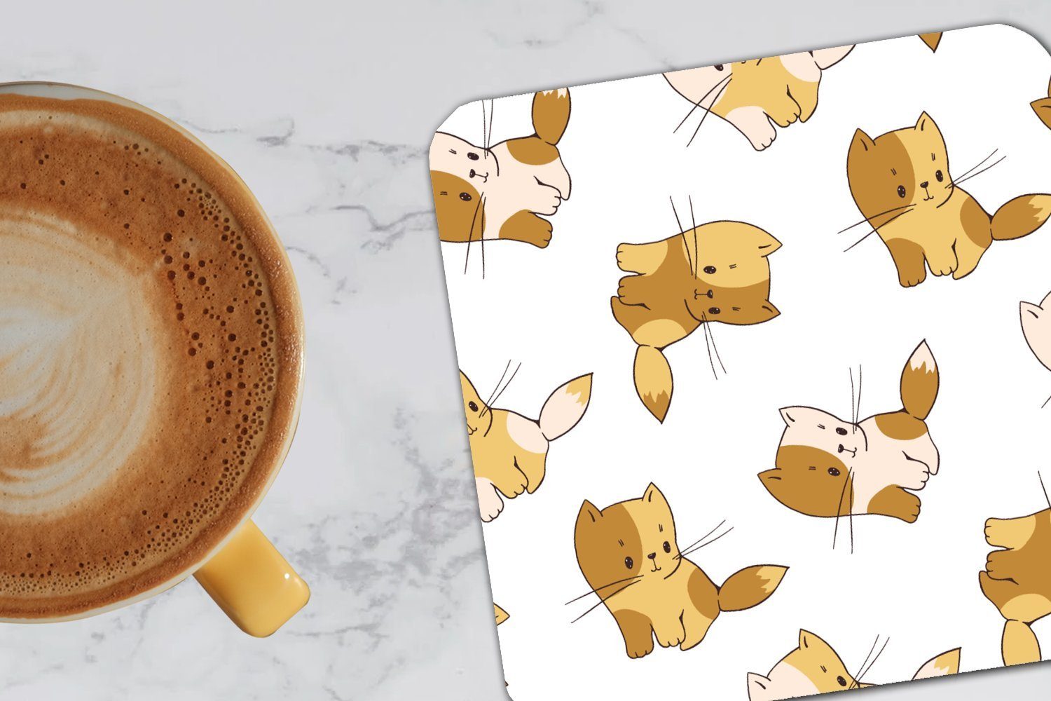 MuchoWow Glasuntersetzer Kinder für Tasse - Katze Muster - Mädchen Kätzchen Zubehör Jungen Gläser, 6-tlg., Korkuntersetzer, Kind, - Tischuntersetzer, - - Untersetzer, Glasuntersetzer, 