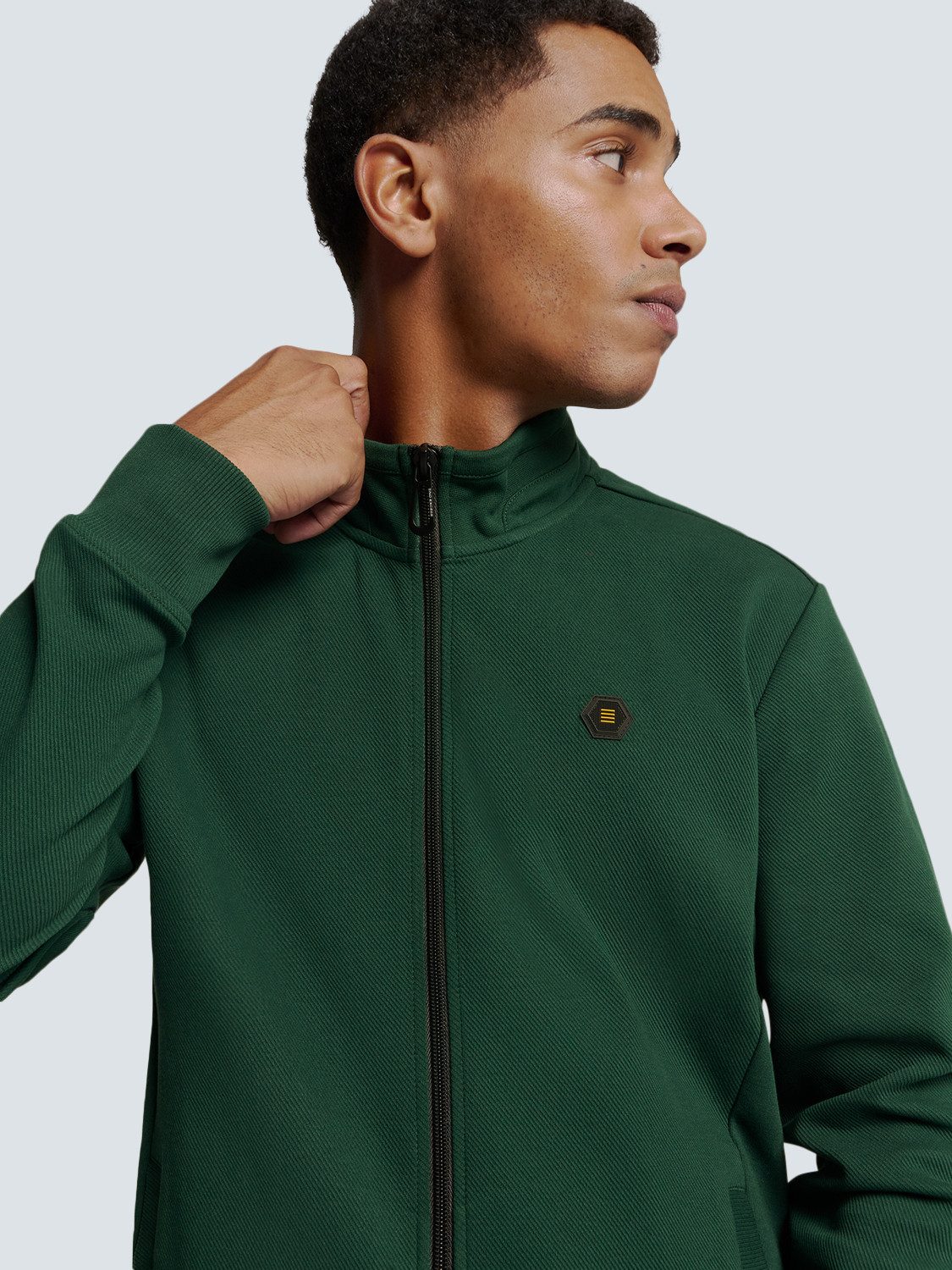 NO EXCESS Sweater No Excess Weste mit Twill-Jacquard und Reißverschluss