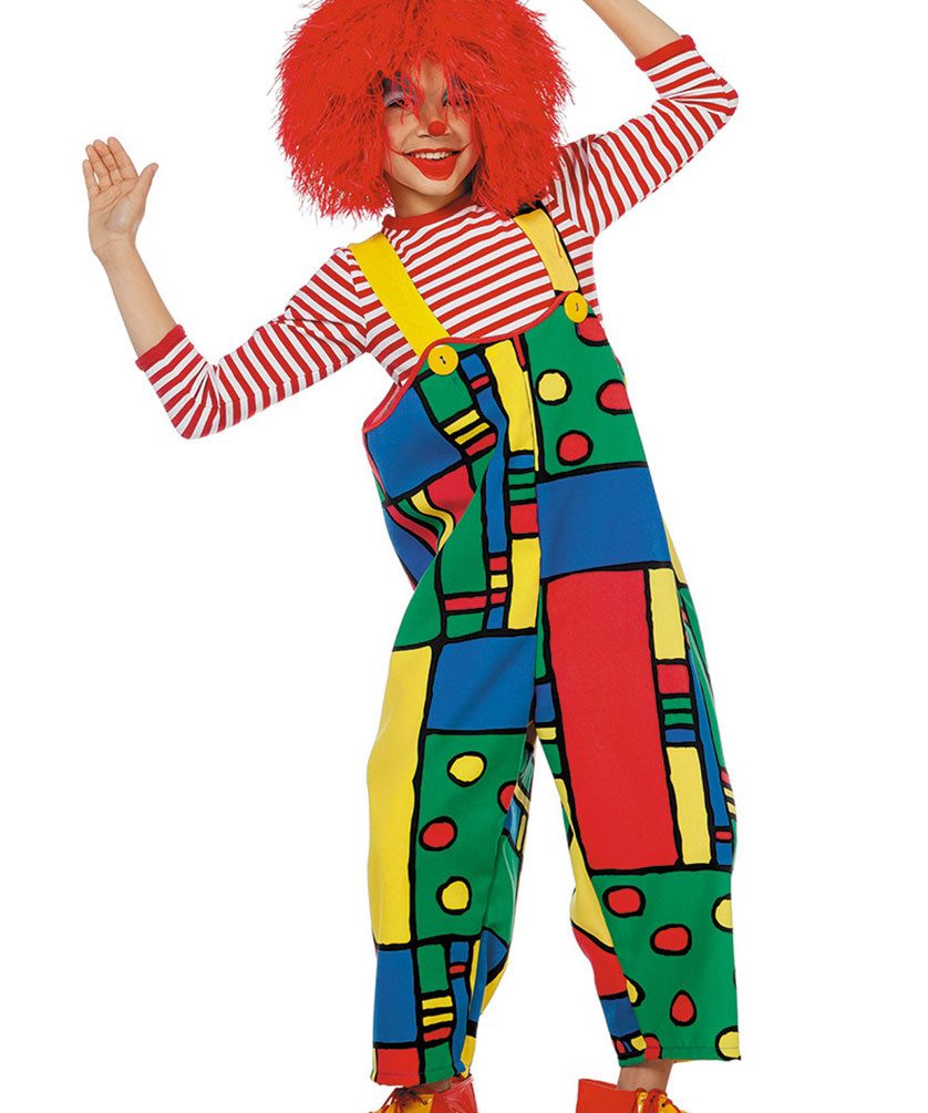 Karneval-Klamotten Clown-Kostüm Kinder bunte Clownshose Zirkus Kinderkostüm, Clown Kostüm Narre Pierrot Harlekin Junge Mädchen Gruppenkostüm