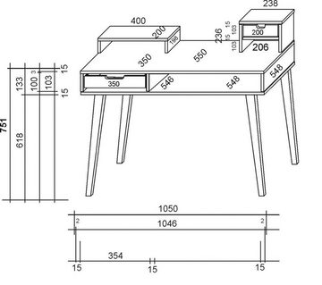 bv-vertrieb Sekretär Schreibtisch weiss Sekretär - (2679)