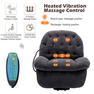 REDOM Relaxsessel Fernsehsessel mit Liegefunktion Massagefunktion Wärmefunktion (Massagesessel mit Fernbedienung, Ruhesessel Liegesessel neues Modell, Hochwertier Liegestuhl), Teddy-Fleece Elektrisch, Massage Lengenheizung