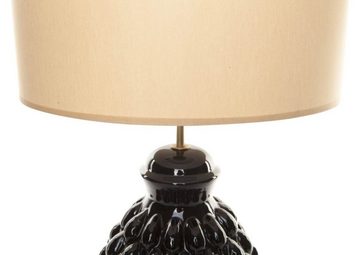 Signature Home Collection Nachttischlampe Tischlampe Keramik mit Stoffschirm schwarz Nachttischlampe, ohne Leuchtmittel, warmweiß, Tischlampe handgefertigt