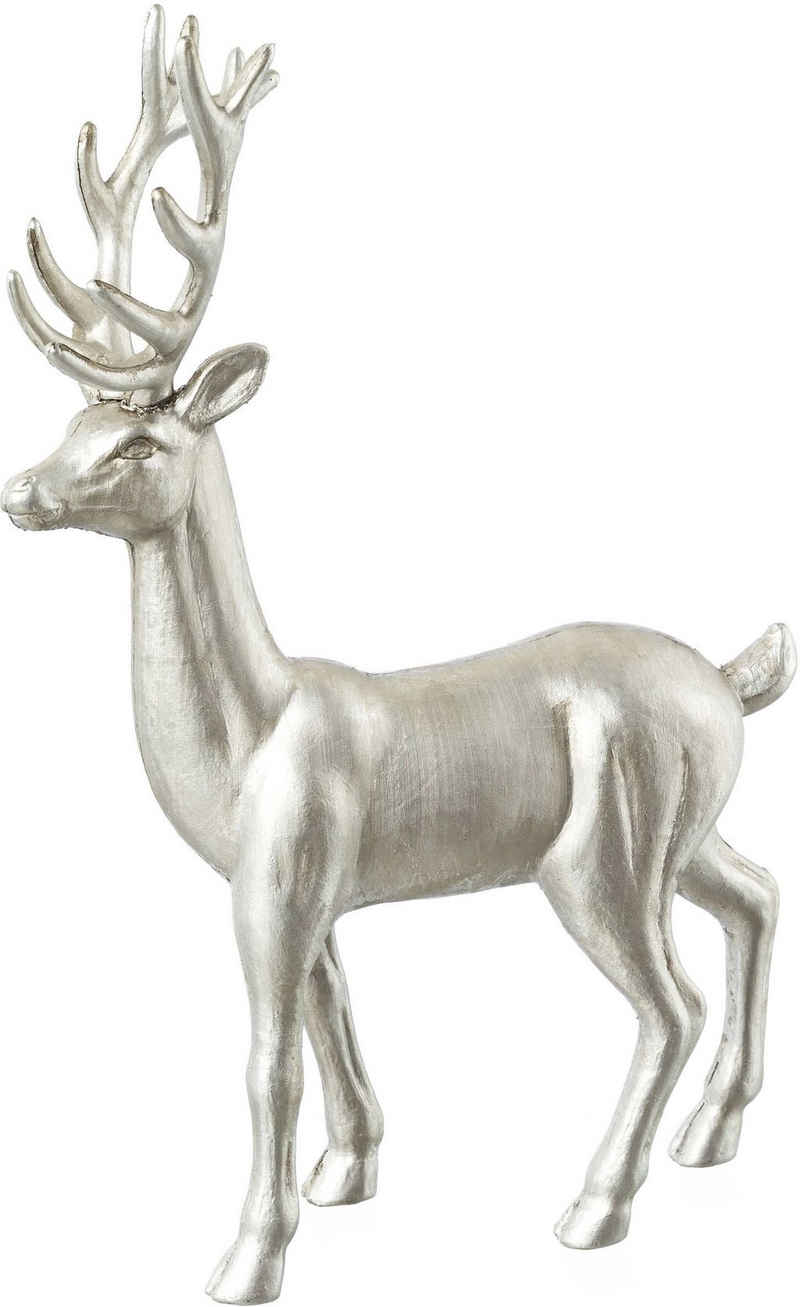 Creativ deco Weihnachtsfigur Hirsch, Weihnachtsdeko (2 St), in Antik-Silber
