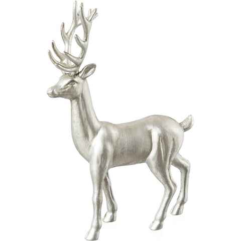 Creativ deco Weihnachtsfigur Hirsch, Weihnachtsdeko (2 St), in Antik-Silber