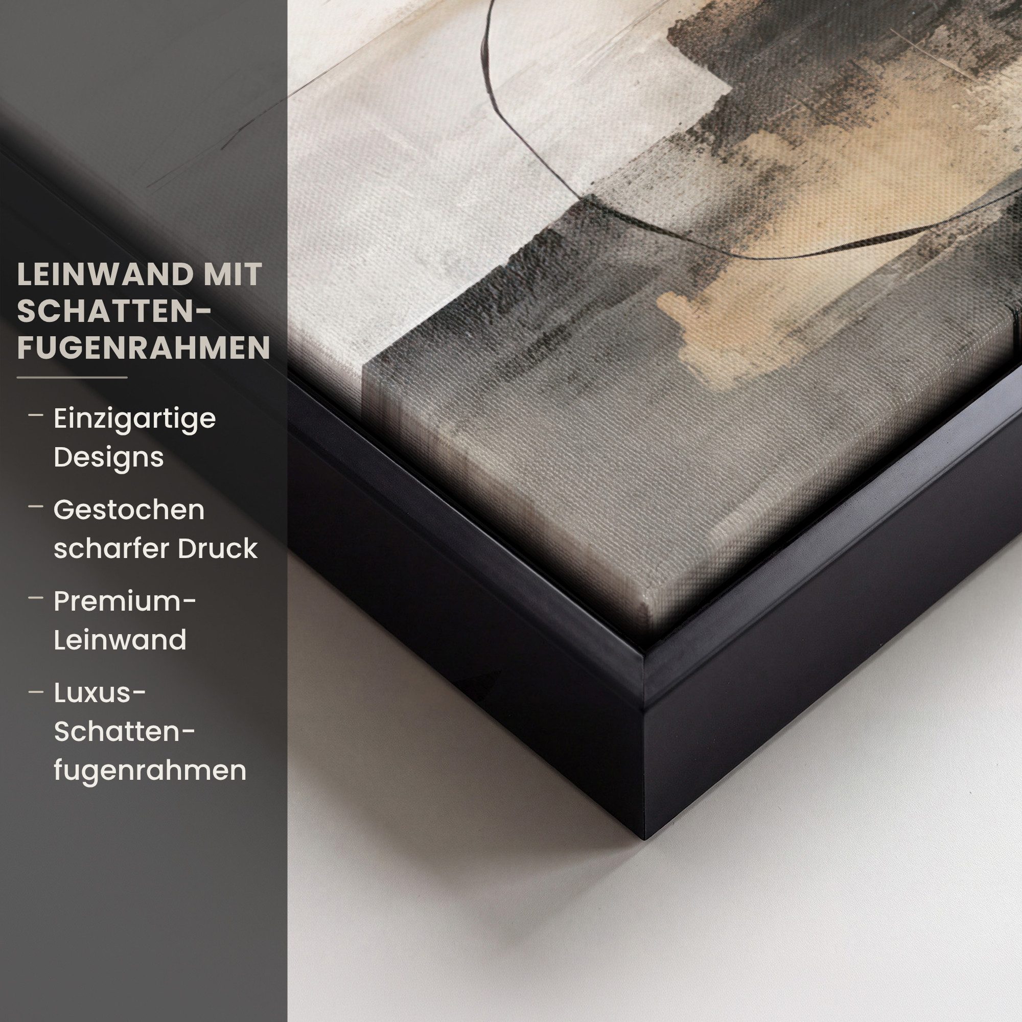 OneMillionCanvasses® Leinwandbild mit Rahmen - Kunst - Abstrakt - Grau - Industriell, Fotodruck (1 St), Bilder, Zimmer Wand Bild Dekoration 30x20cm