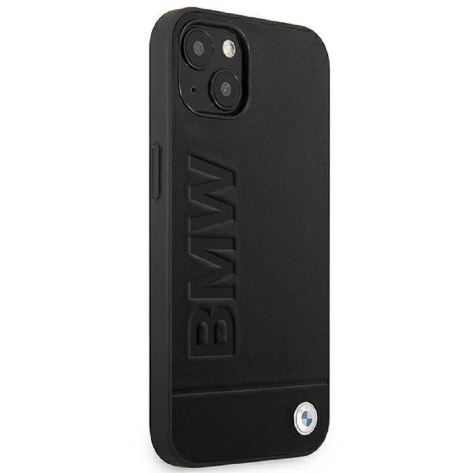 BMW Handyhülle Case Logo iPhone 14 Echtleder schwarz 6,1 Zoll, Kantenschutz
