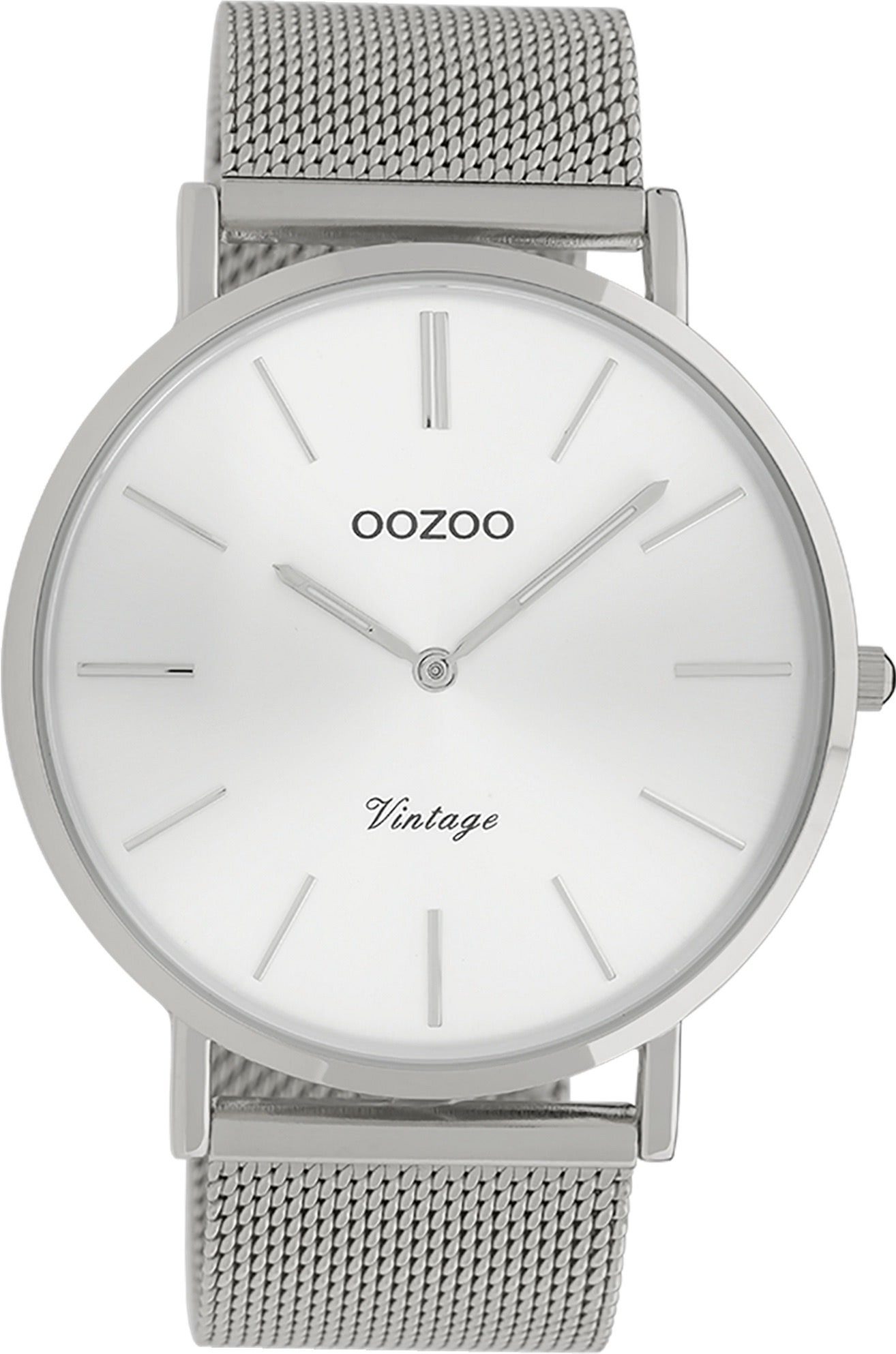 OOZOO Quarzuhr Oozoo Herren Armbanduhr silber Analog, Herrenuhr rund, groß  (ca. 44mm) Edelstahlarmband, Fashion-Style, Hochwertiges TMI Quarz-Uhrwerk,  Batterietyp 364 (SR621SW)