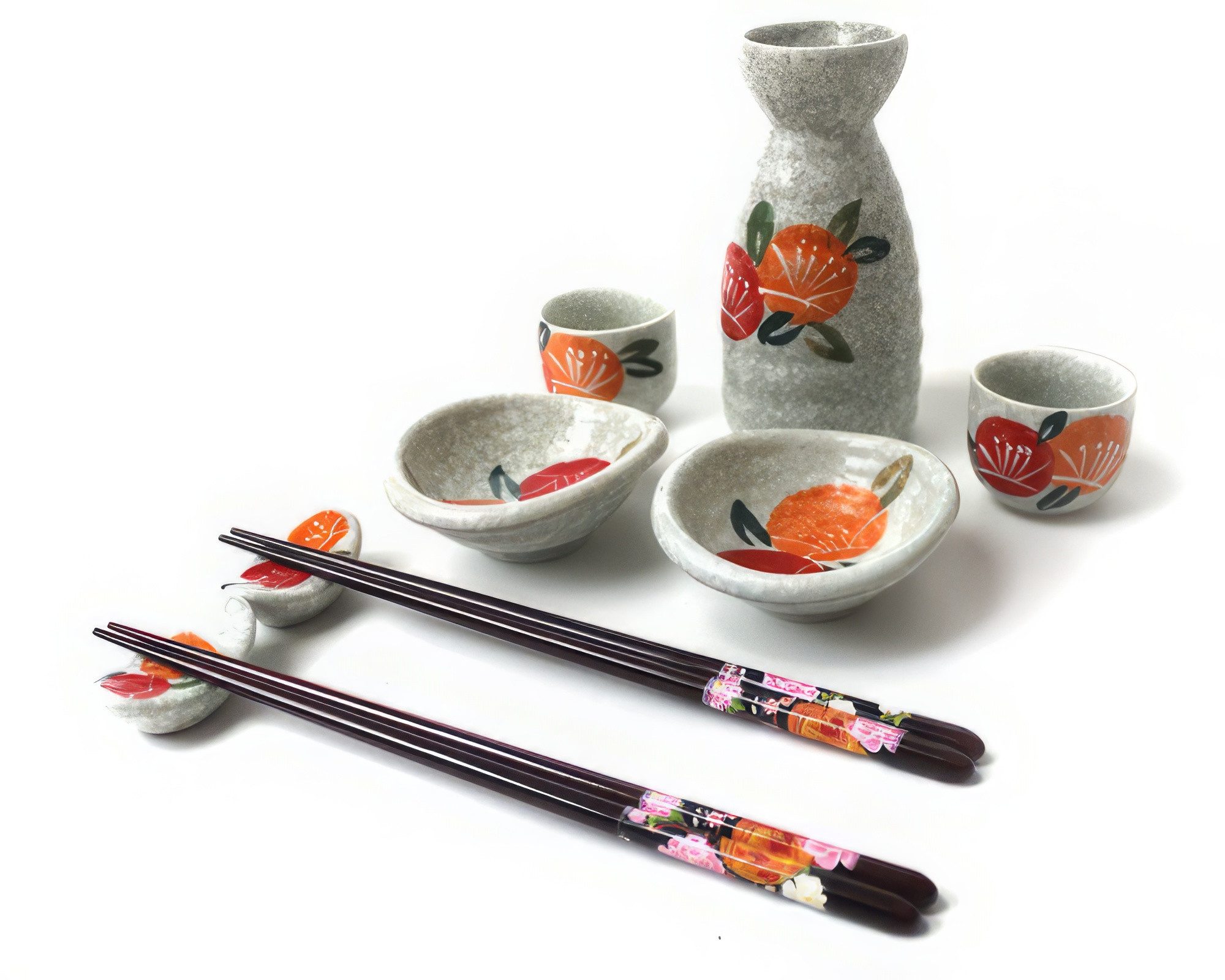 Müslischale 9 tlg. Essservice Set Asia Geschirr Service Sake Set