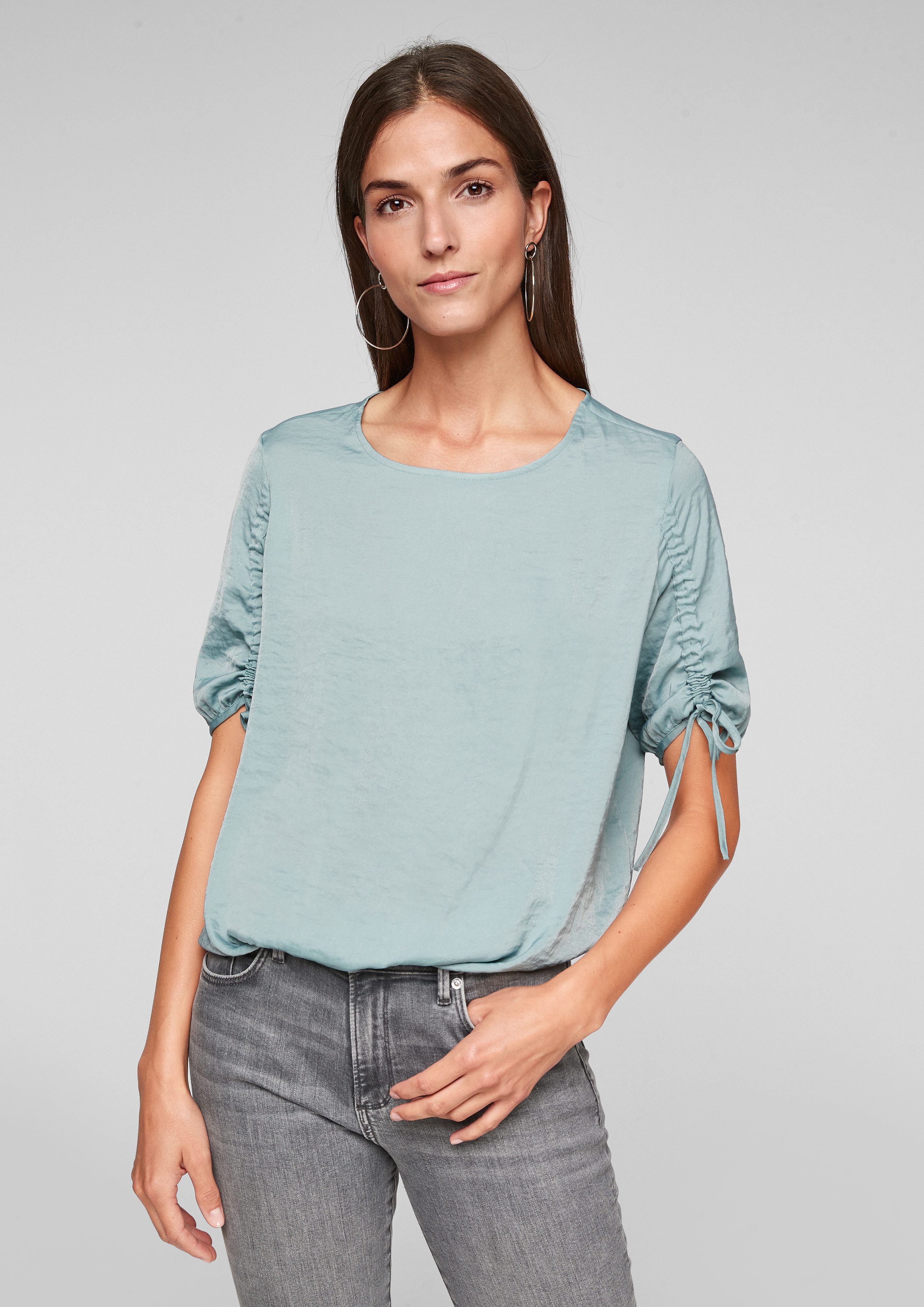 s.Oliver Langarmbluse Satinbluse mit 3/4-Arm Raffung