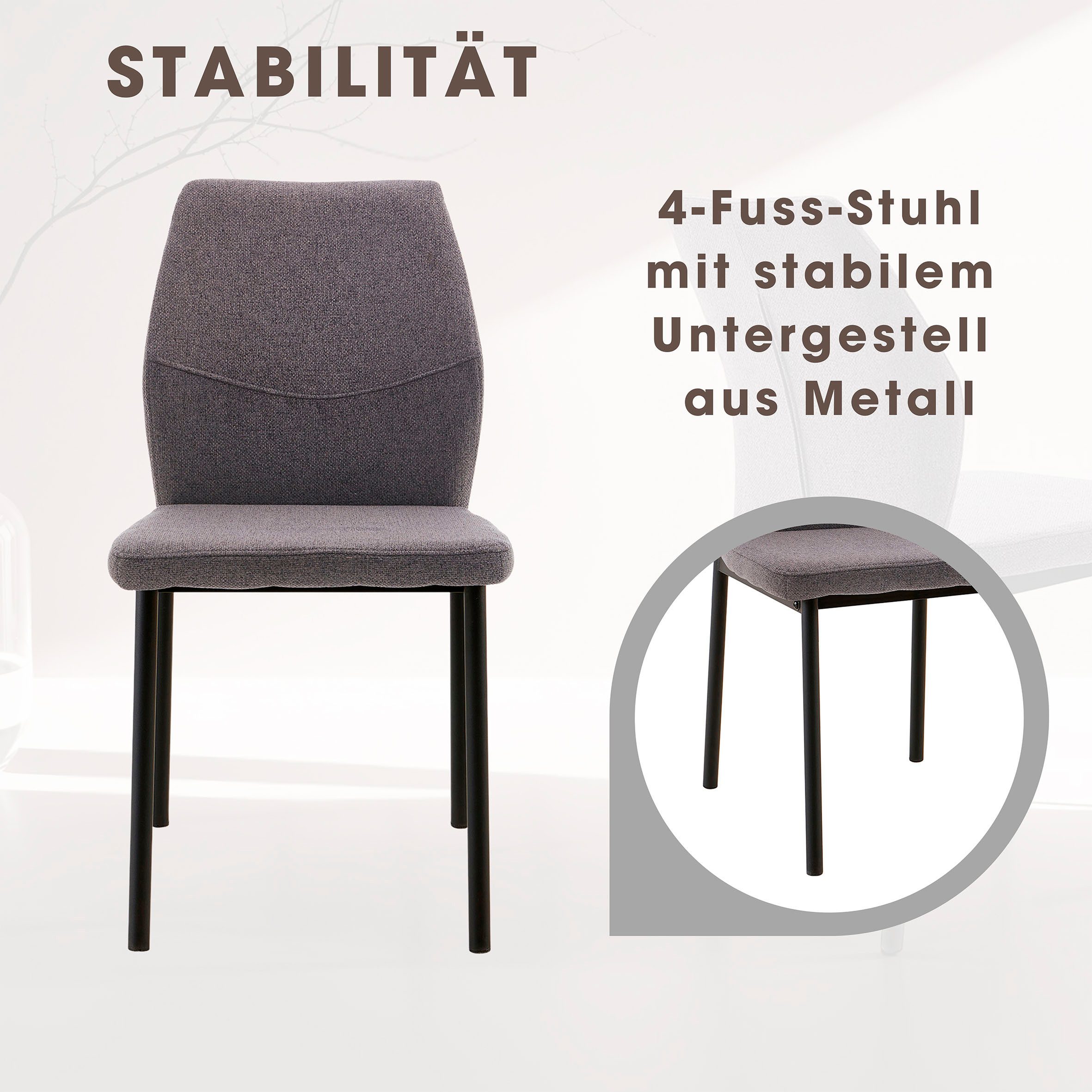 OTTO home Esszimmerstuhl Lumos (Set, 2 St), Webstoff in vielen Farben erhältlich mit stabilem Metalluntergestell