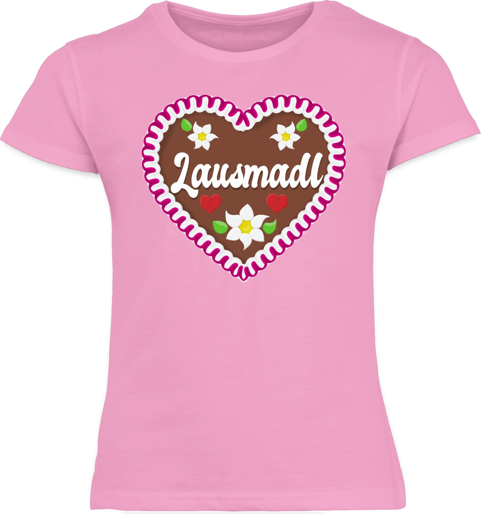 2 Mode Oktoberfest Kinder Shirtracer Rosa Outfit T-Shirt Lausmadl Lebkuchenherz für
