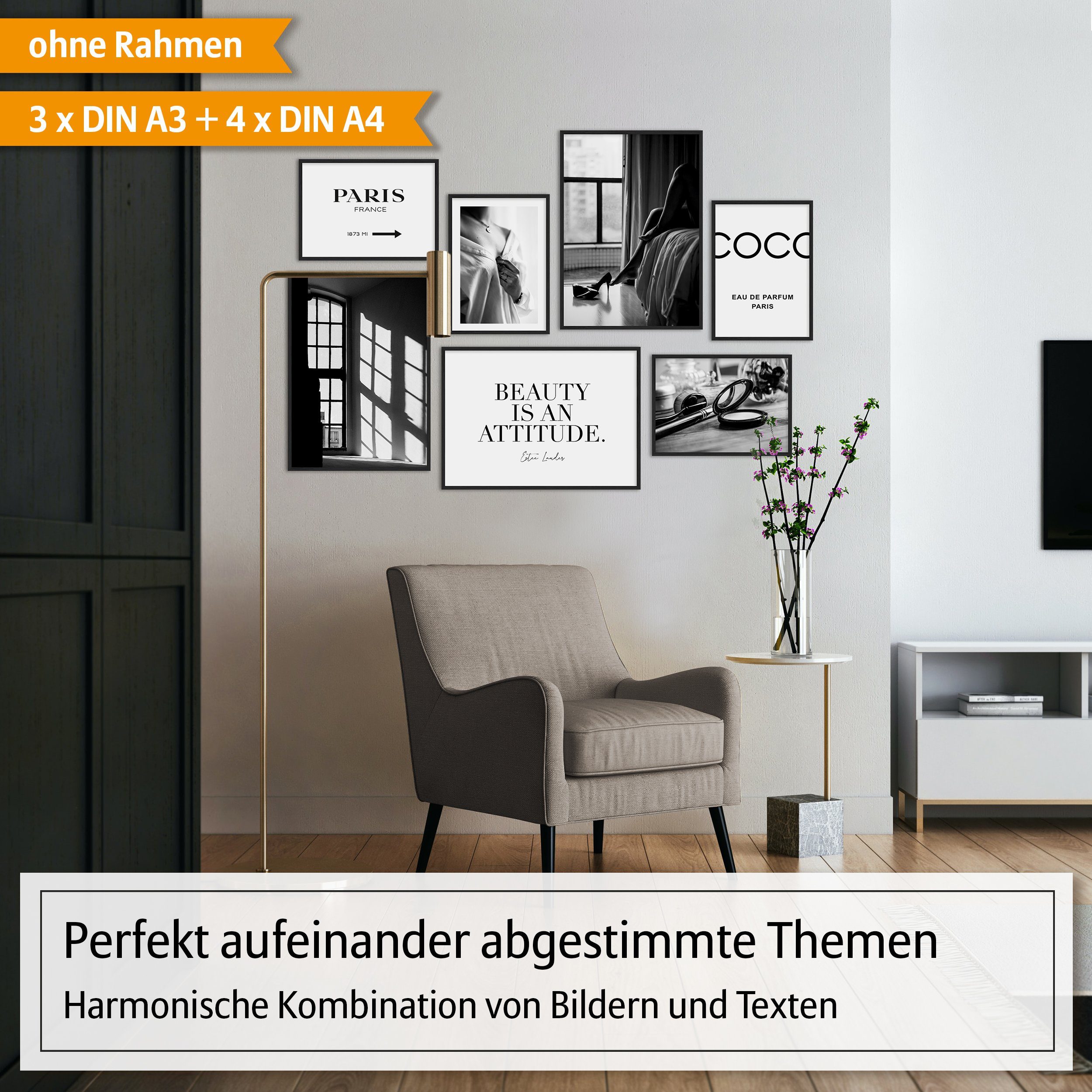 Hyggelig Home Poster Beauty, Premium Poster Set OHNE & MIT Rahmen - Wandbil günstig online kaufen