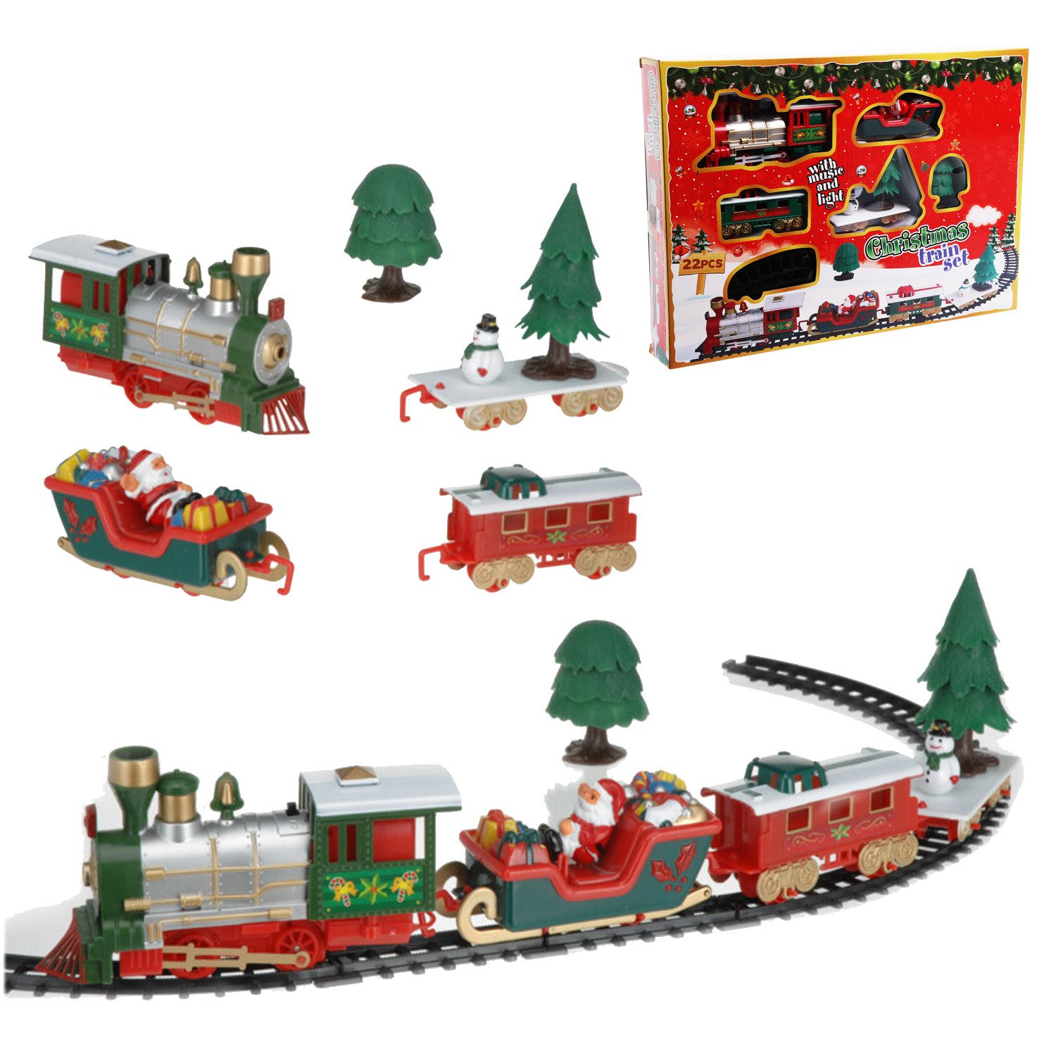 Mojawo Girlanden Weihnachtszug Zug Licht & Sound Weihnachtsdekoration L283cm Batterie