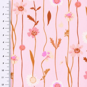 Rico Design Stoff Rico Design Baumwollstoff Stoffabschnitt Wildblumen rosa bunt 50x140cm
