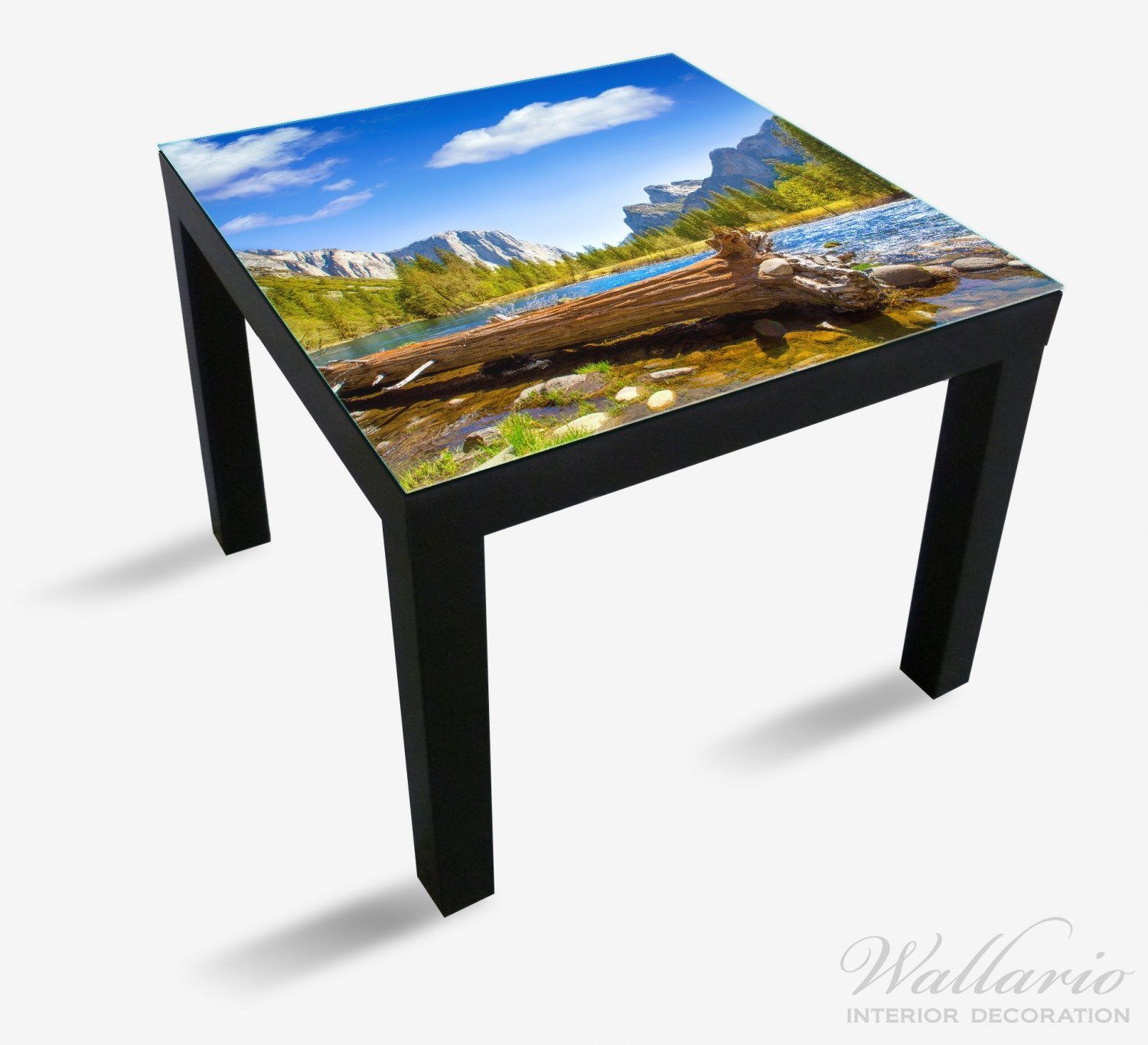 und (1 zwischen St), Baumstamm Fluss Tischplatte Tisch Wallario für Lack Bergen im geeignet Wäldern Ikea