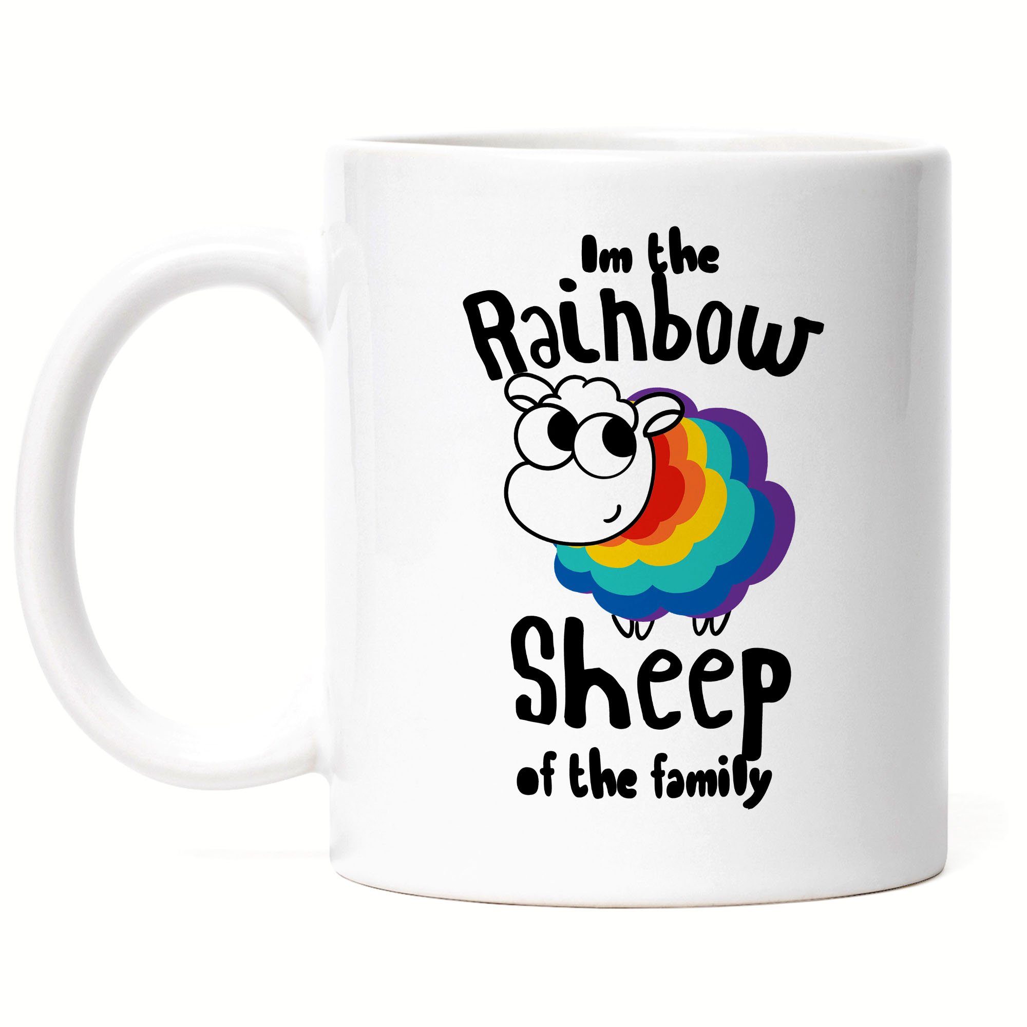 Hey!Print Tasse I'm the Rainbow Sheep Tasse LGBT Gay Regenbogen LGBTQ Pride Queer Homosexuell CSD Pride Week Weiß