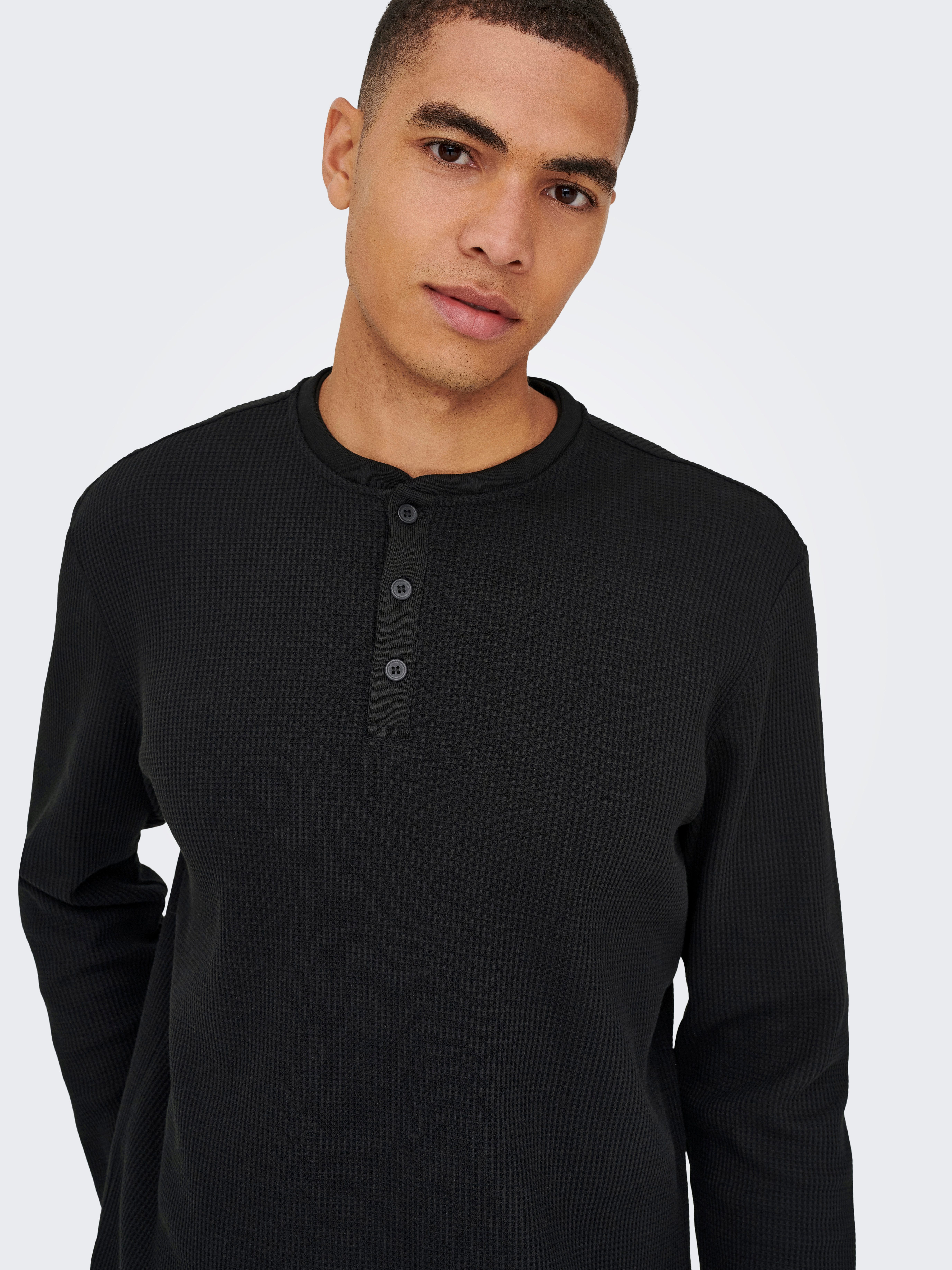 ONLY & SONS Langarmshirt ONSTOBIE REG LS HENLEY TEE NOOS Baumwollmischung, regular fit
