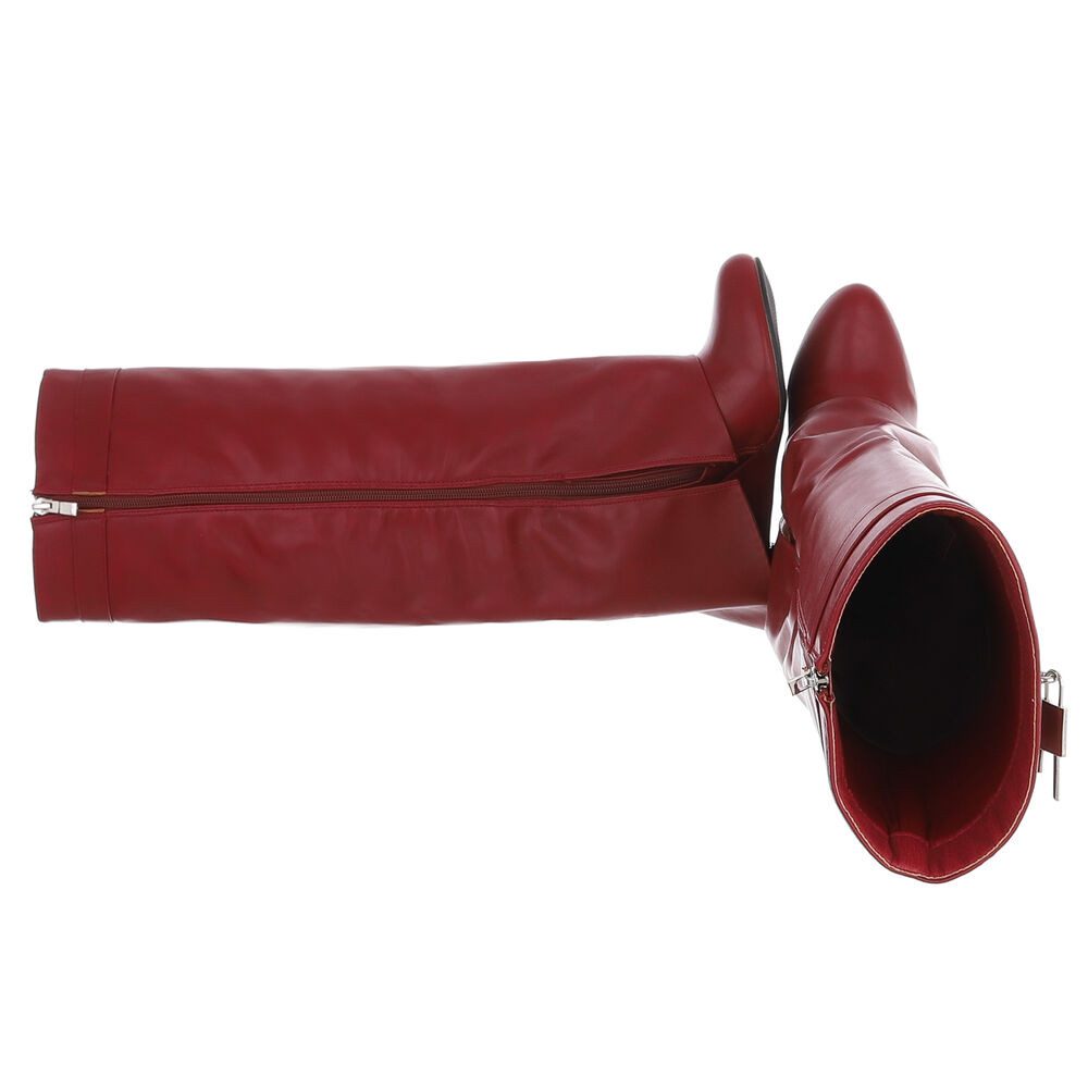 Ital-Design Overknee-Stiefel mit Blockabsatz und Zip-Verschluss Keilstiefel günstig online kaufen