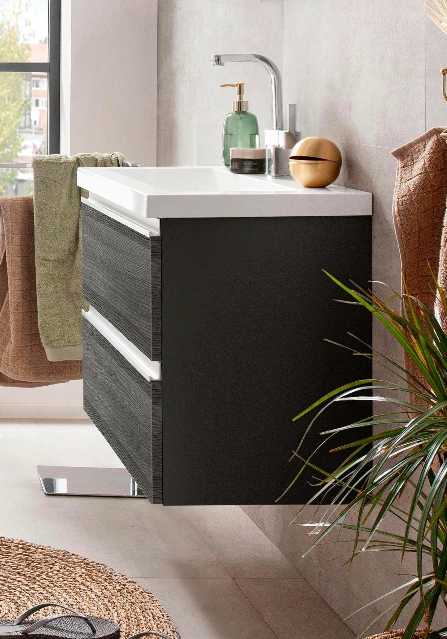 welltime Waschbeckenunterschrank Ohio Badmöbel, Waschtisch inkl. Waschbecken, Breite 60 cm