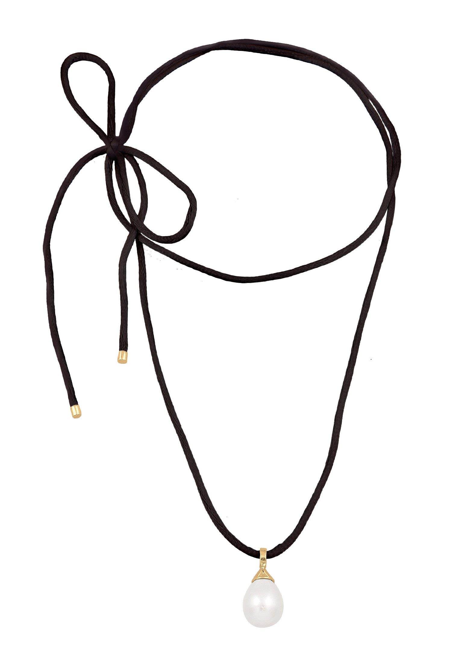 Elli Perlenkette Muschelkernperle Tropfen Satinband 925 Silber günstig online kaufen