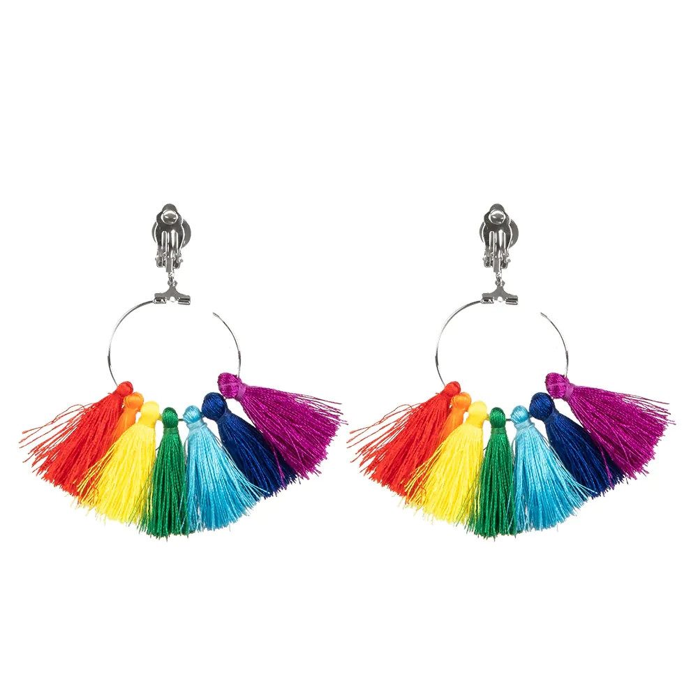 Boland Kostüm Ohrringe Regenbogen-Quasten bunte Pride Ohrhänger für Party Festival, Symbol für Vielfalt, Liebe & Gleichberechtigung