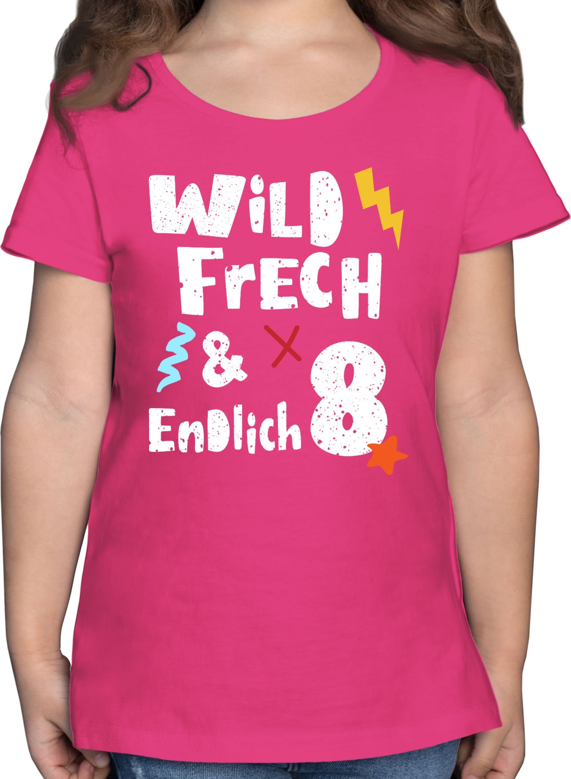Shirtracer T-Shirt Wild frech und endlich 8 - Acht Jahre Wunderbar 8. Geburtstag 1 Fuchsia