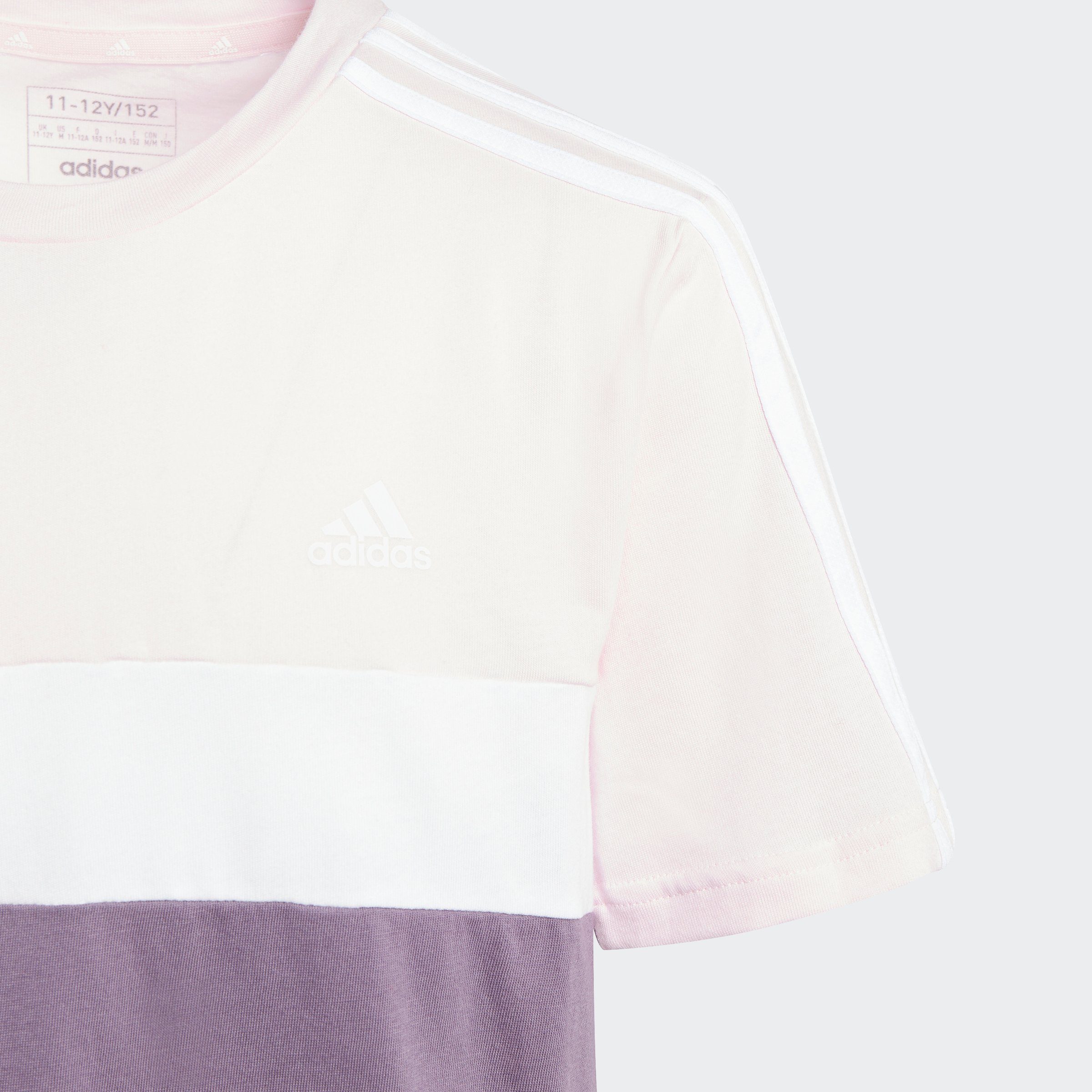 Pink COLORBLOCK adidas TIBERIO / Clear KIDS Shadow 3-STREIFEN COTTON Sportswear / White T-Shirt Violet