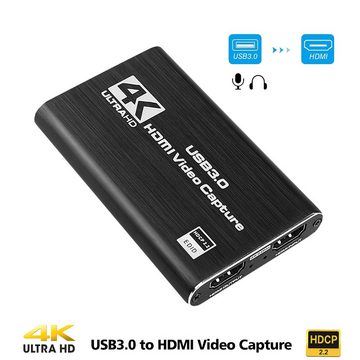 Daskoo 4K Video Capture Card HDMI USB 3.0 kompatibler 1080P 60fps Adapter, Video Game Recorder