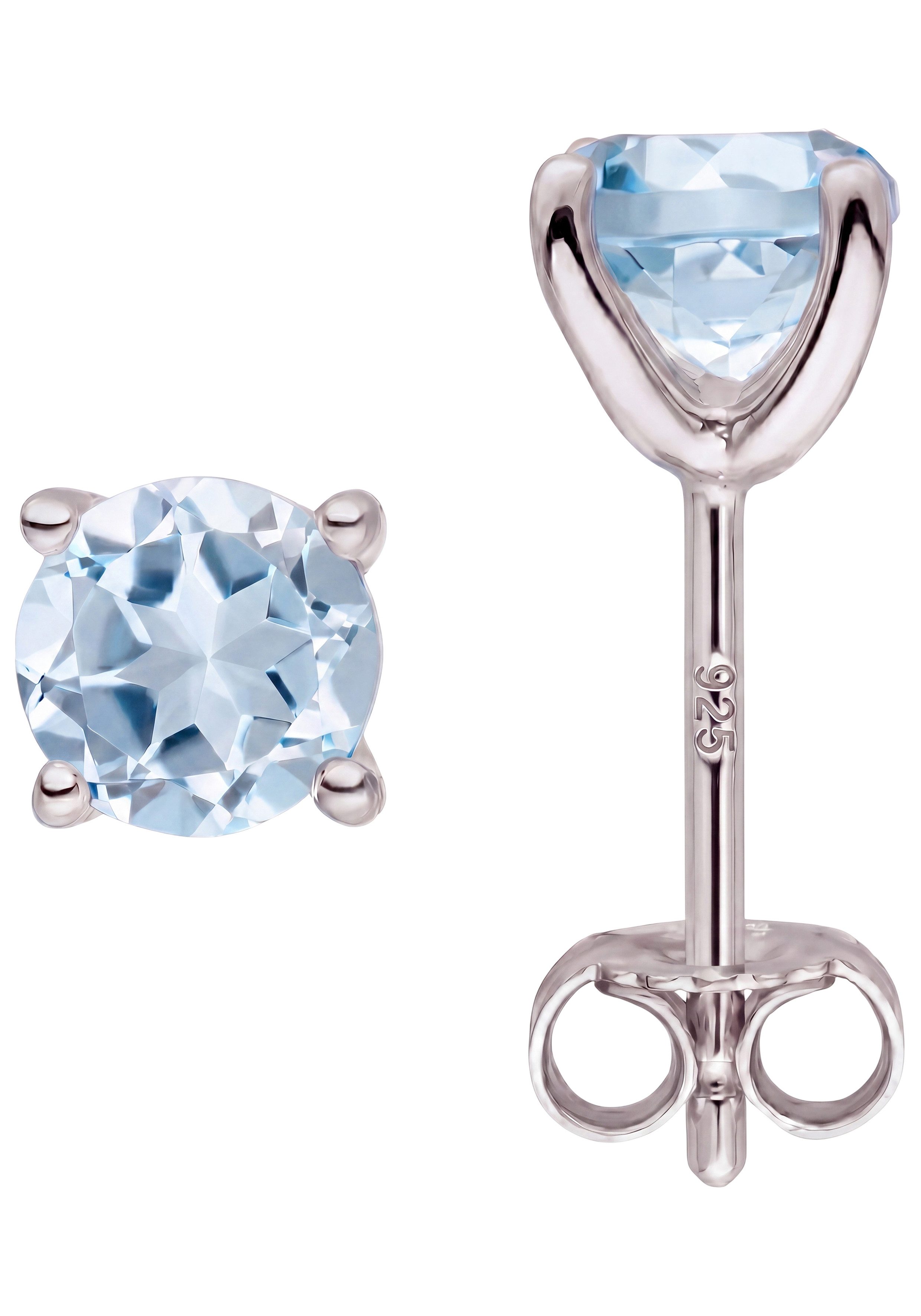 JOBO Paar Ohrstecker, 925 Silber mit Blautopas