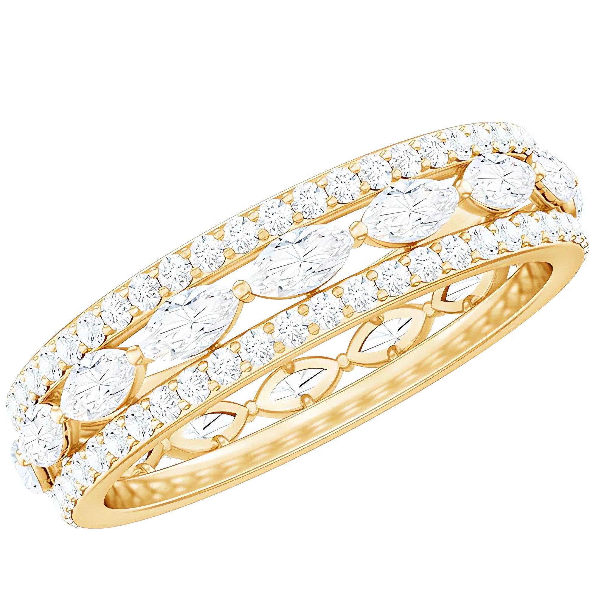 Jumpeak Diamantring Diamant Ring Damen, Labordiamant, Verlobungsringe Frau, Statement Ring, Farbe D/E, Klarheit VS/VVS, Diamantring, Gold Ring, Eheringe Weißgold