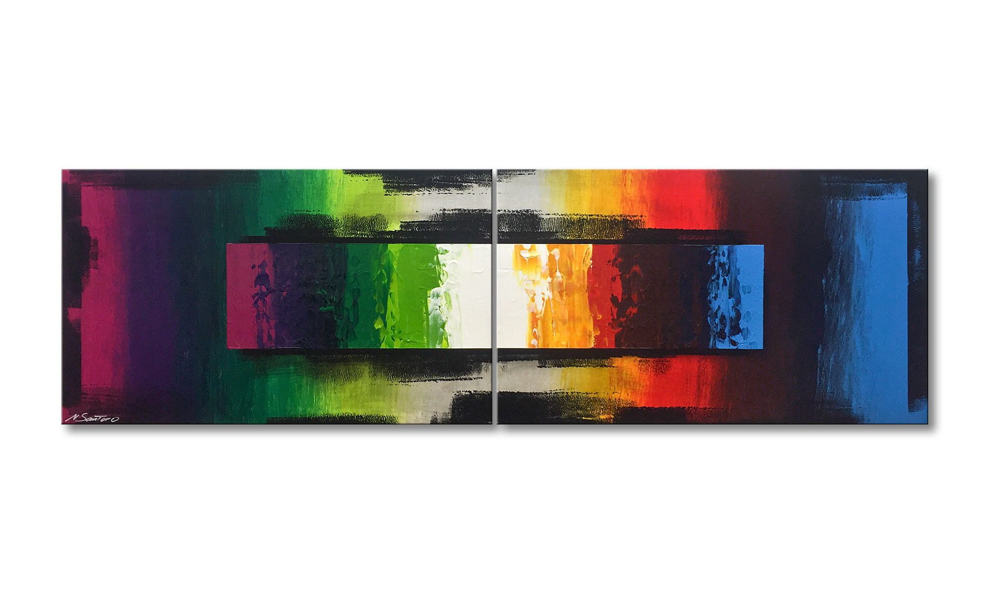 WandbilderXXL Gemälde Color Drive 200 x 60 cm, Abstraktes Gemälde, handgemaltes Unikat