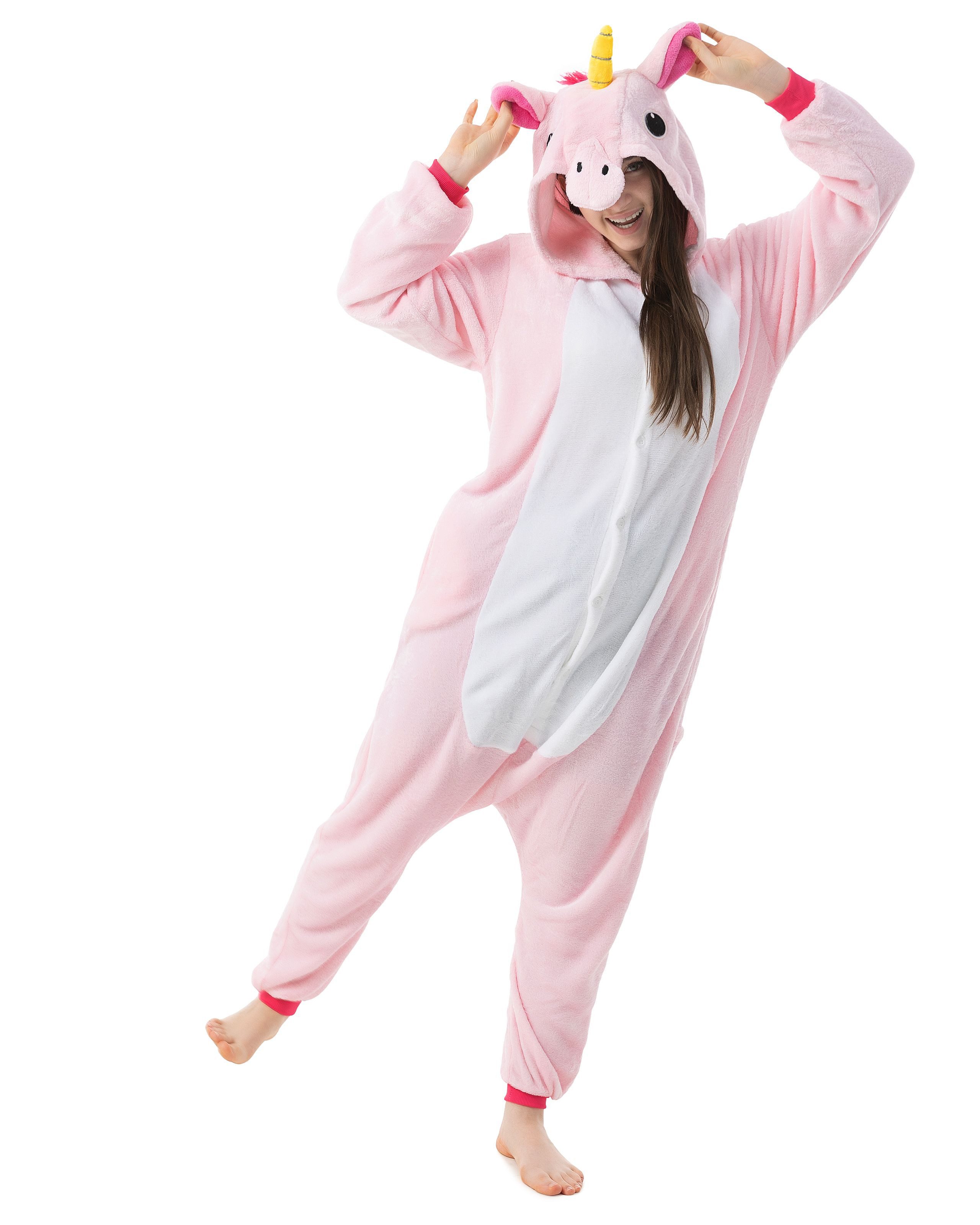 Katara Partyanzug Einhörner Jumpsuit Onesie Erwachsenen Kostüm S-XL, Karneval - Kostüm, Kigurumi - Einhorn rosa XL (175-185cm)