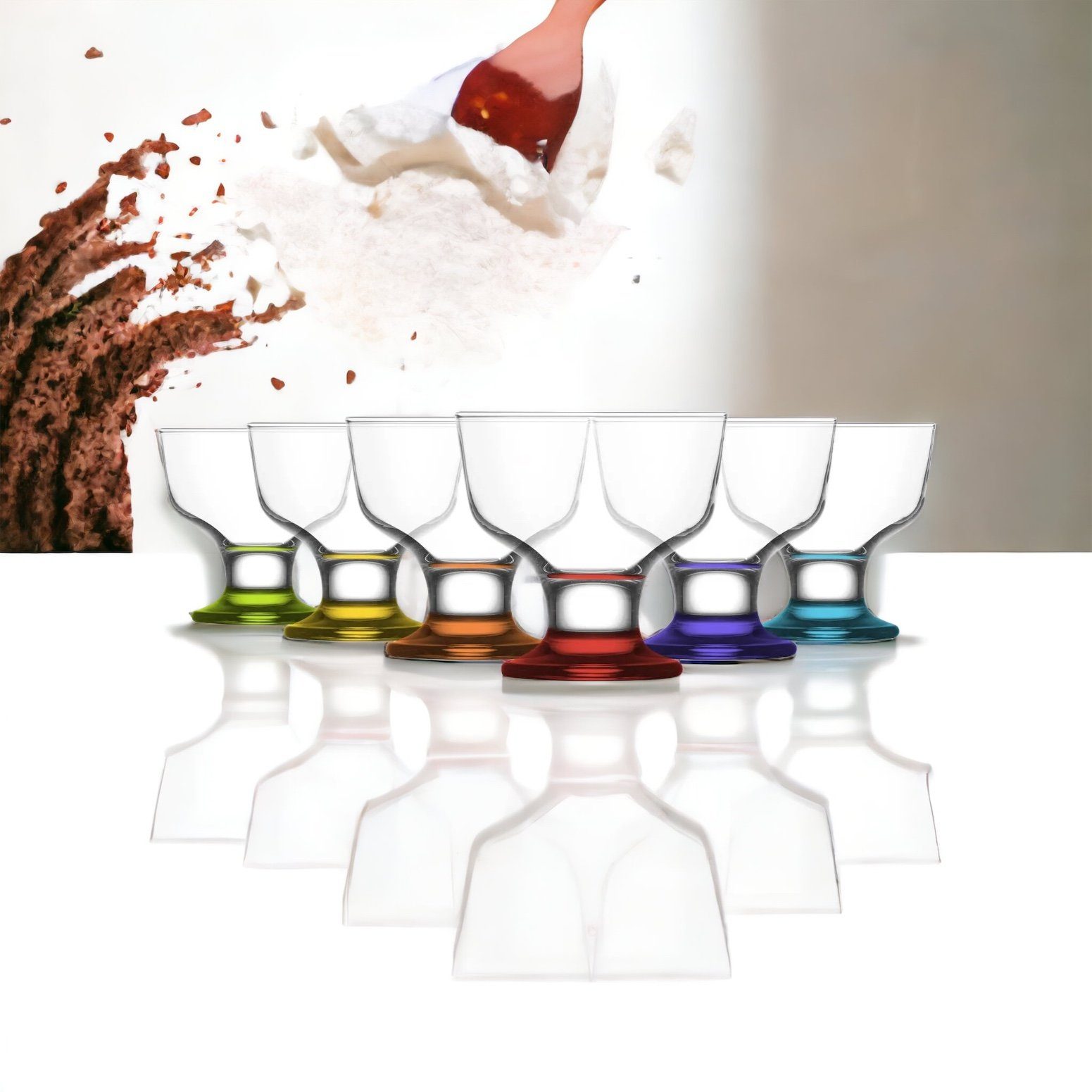 LAV Dessertschale Dessertschalen Schalen mit 100% Glas, Pudding (6-tlg) BLEIFREI 285cc, 6er Fuß